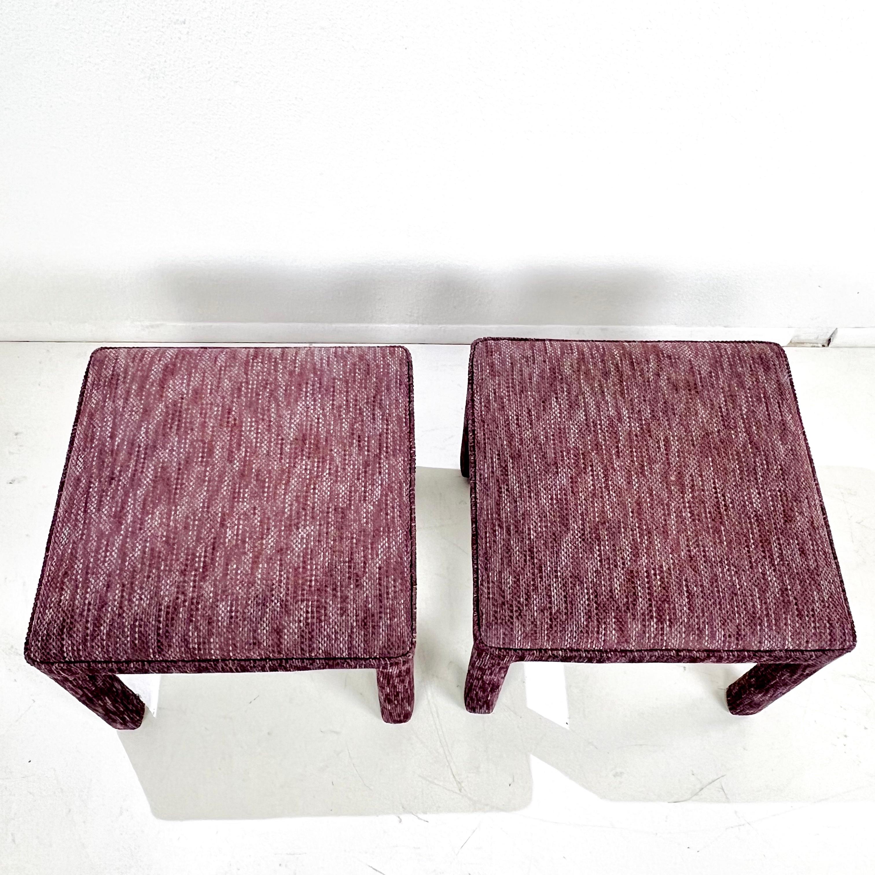 Pair of Square Upholstered Parsons Style Ottomans In Good Condition For Sale In Dallas, TX