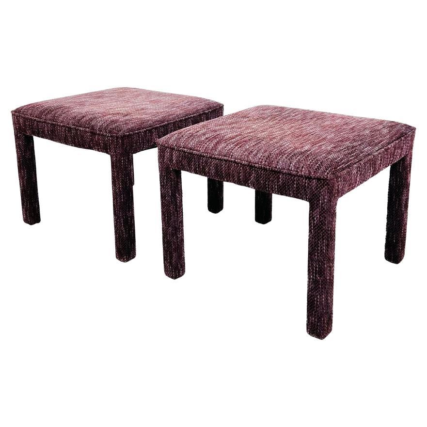 Paire de poufs carrés tapissés Style Parsons