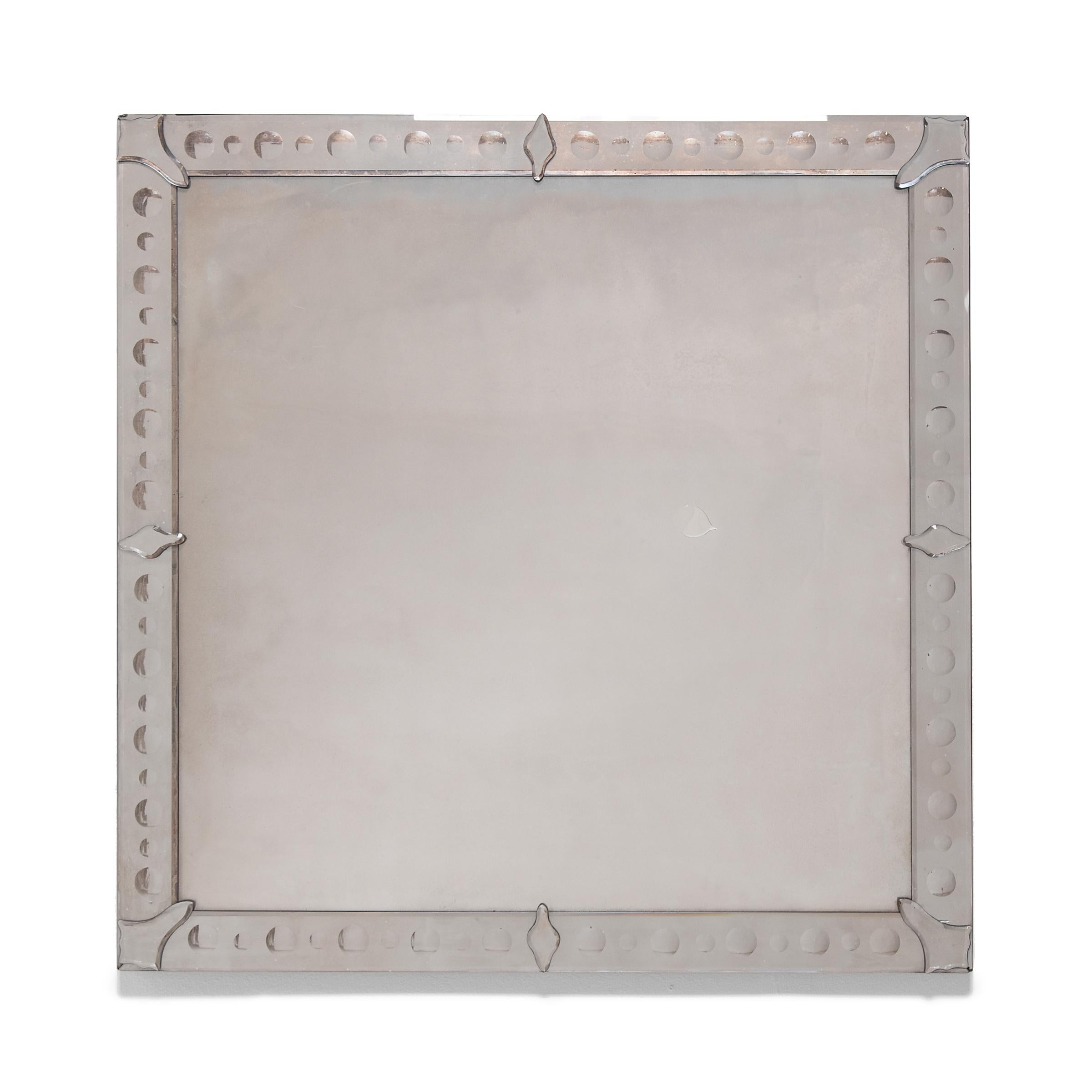 20th Century Pair of Square Wall Mirrors with Spoiled Glass