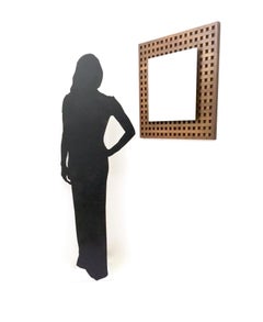 Vintage Pair of Square Walnut Mirrors Produced by Sant'Ambrogio e Deberti, Italy