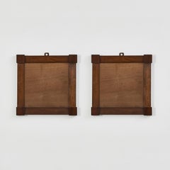 Pair of square walnut veneer frames - Italy, 19th century