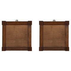 Pair of square walnut veneer frames - Italy, 19th century