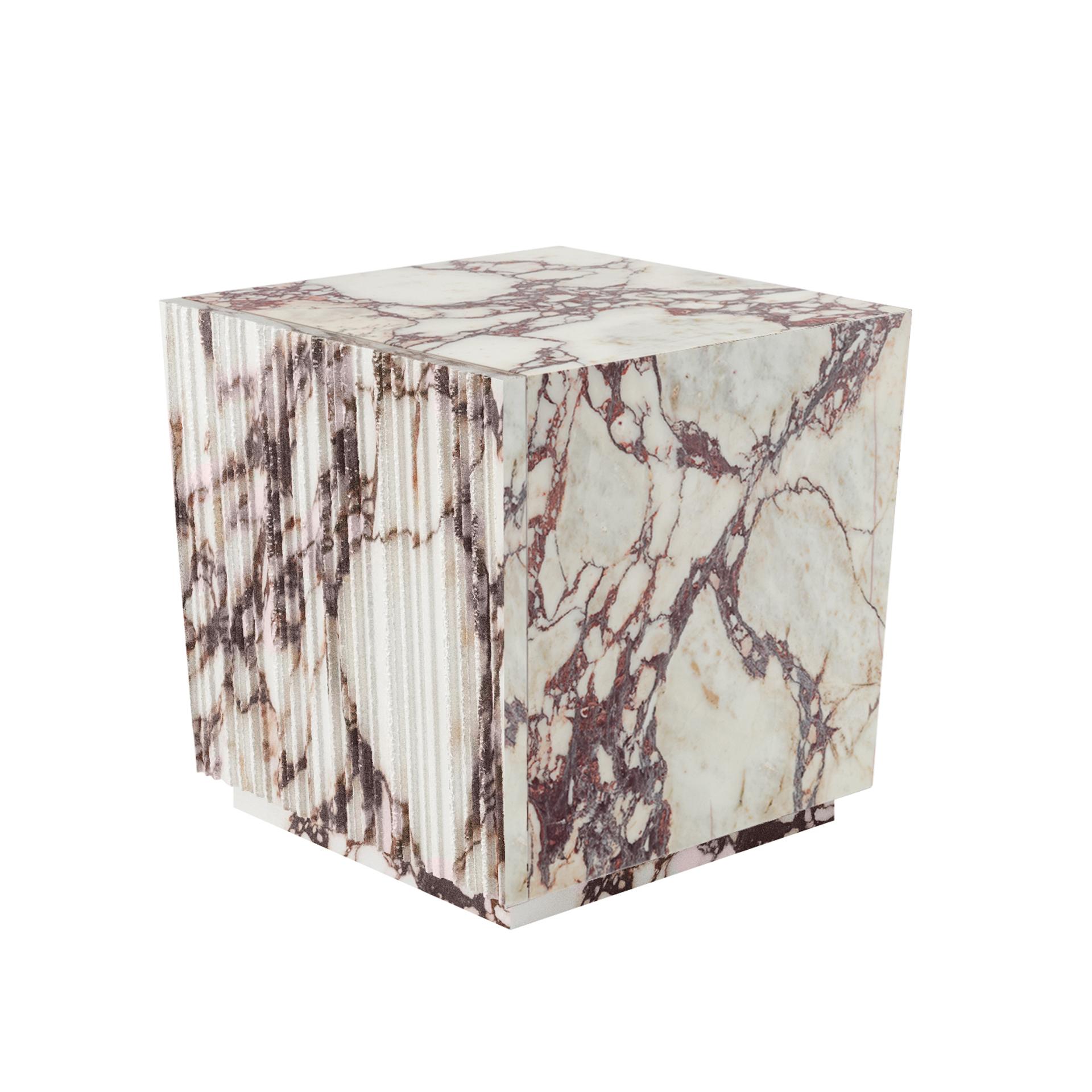 Pair of Squared Marble White Side Tables In New Condition For Sale In Paris, FR