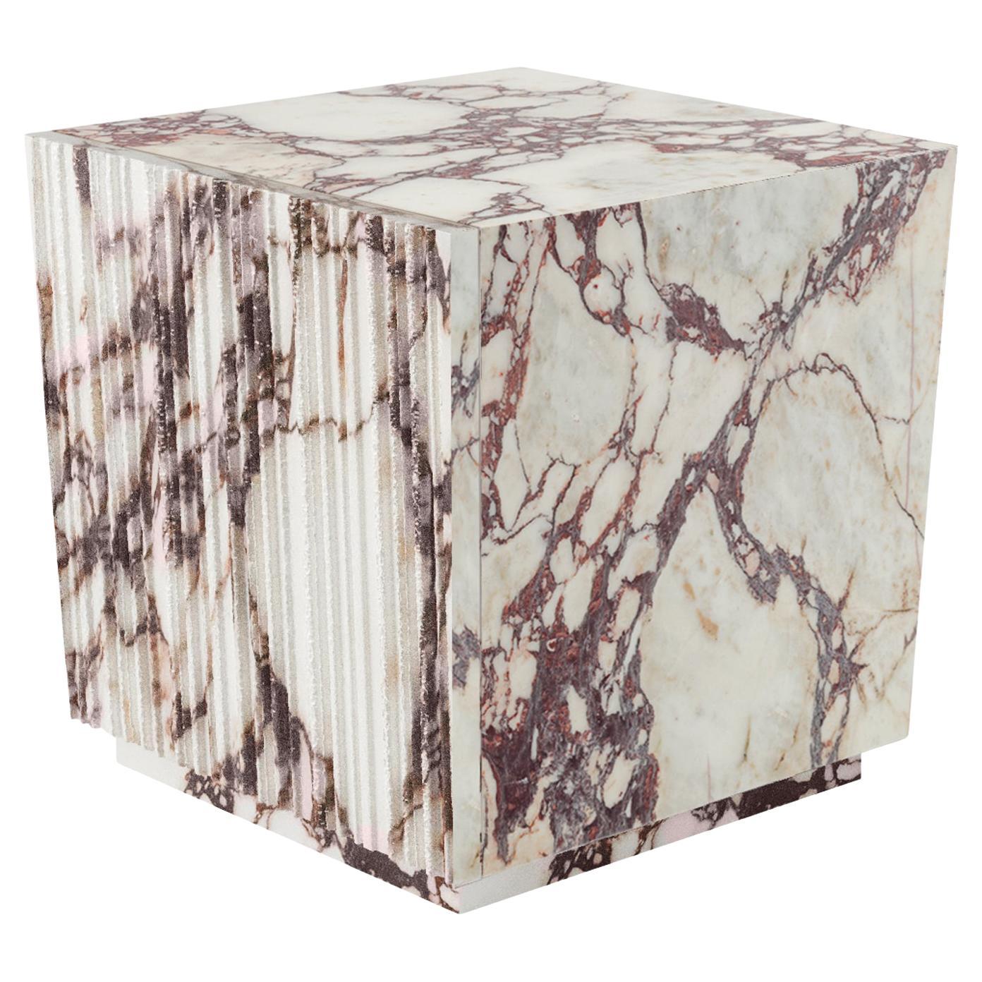 Pair of Squared Marble White Side Tables For Sale