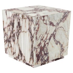 Pair of Squared Marble White Side Tables