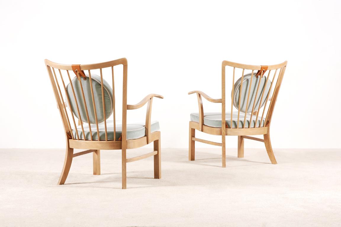 Danish Pair of Søren Hansen Lounge Chairs for Fritz Hansen, 1940s