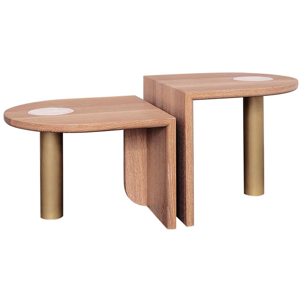 Pair of St. Charles Occasional Tables, Offset Heights, by VOLK For Sale
