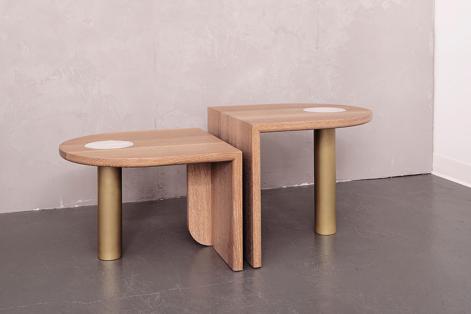 Modern Pair of St. Charles Occasional Tables, Offset Heights, by VOLK