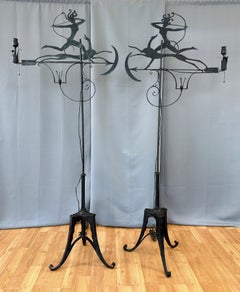 Pair of St. Francis Hotel Wrought Iron "Diana the Huntress" Floor Lamps, 1920