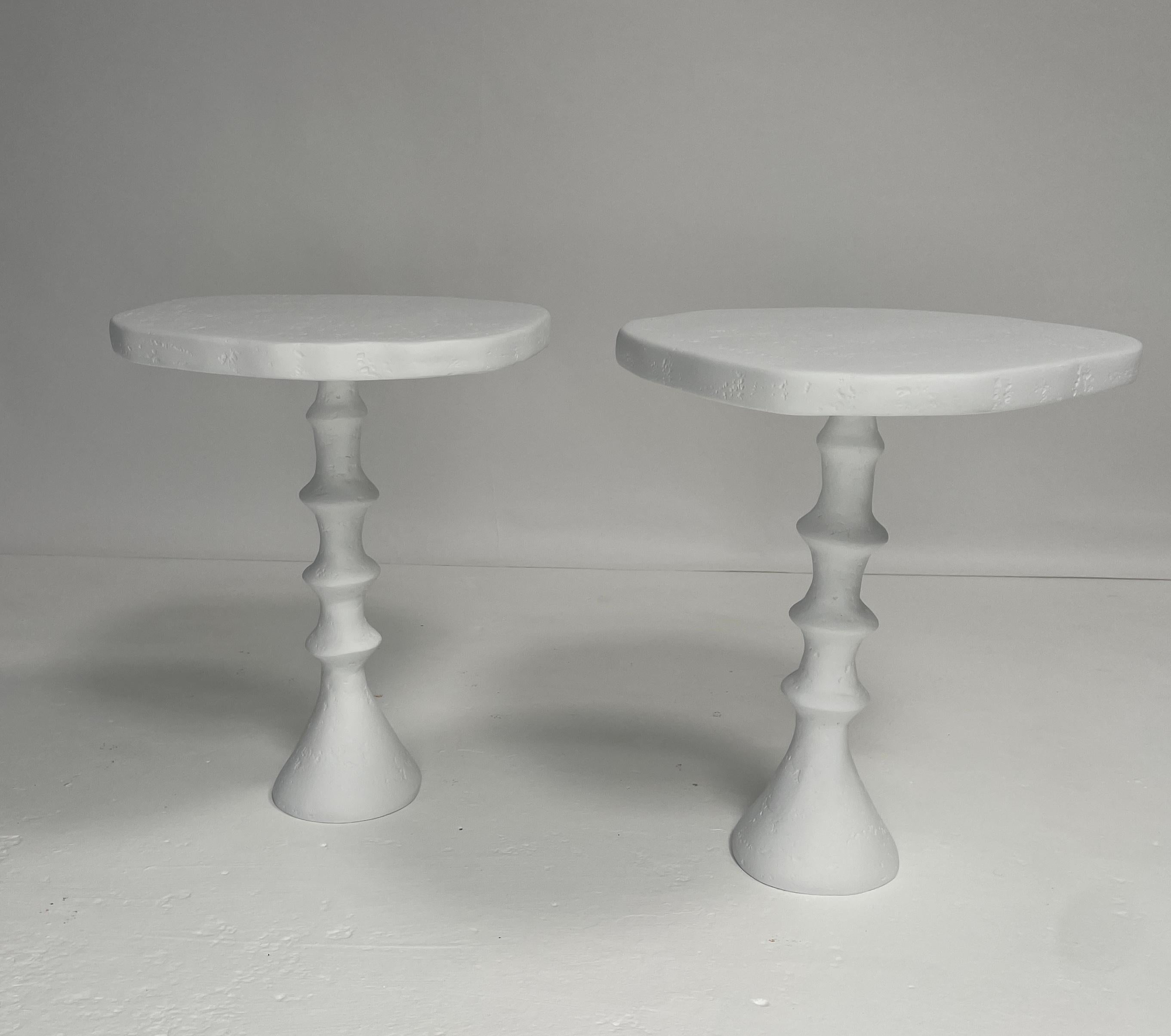 Pair of St Paul Plaster Side Table by Bourgeois Boheme Atelier 'Petit Modèle' For Sale 1