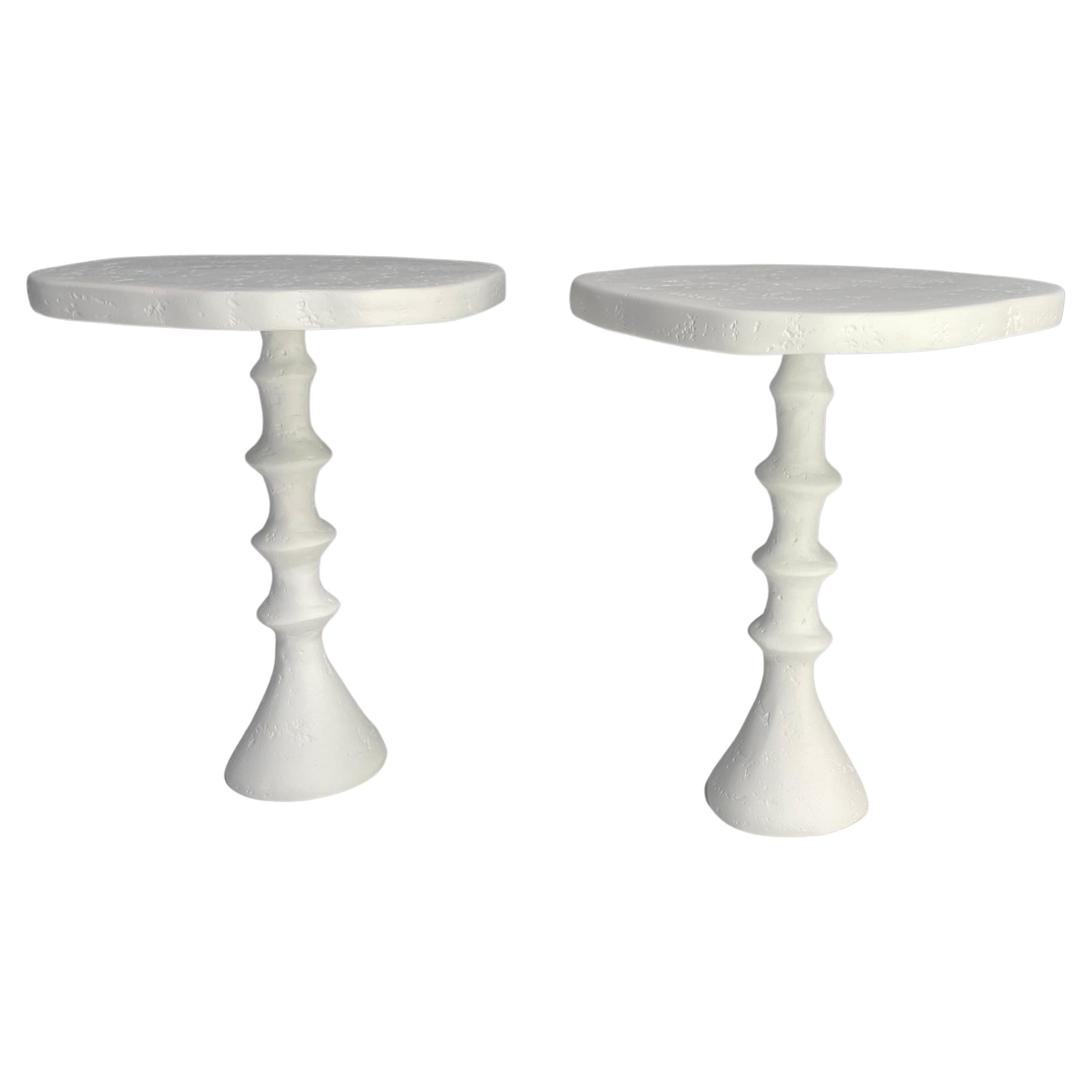 Pair of St Paul Plaster Side Table by Bourgeois Boheme Atelier 'Petit Modèle' For Sale