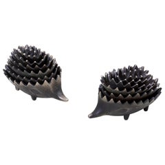 Pair of Stackable Hedgehog Ashtrays Attributed to Walter Bosse, Signed