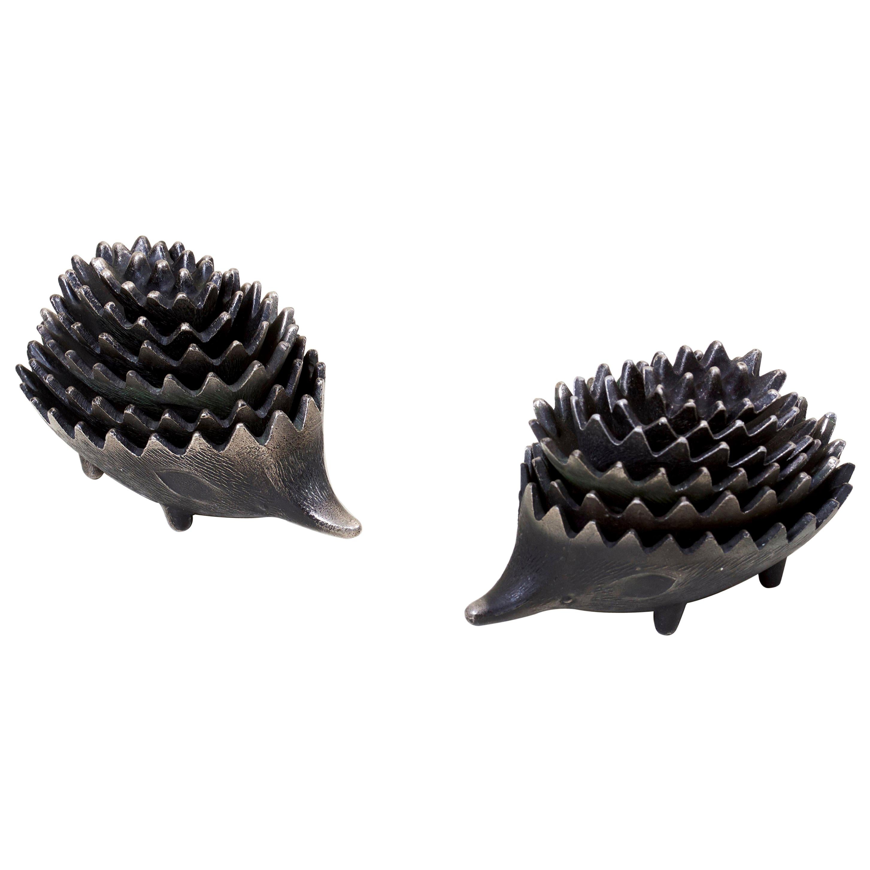 Pair of Stackable Hedgehog Ashtrays Attributed to Walter Bosse
