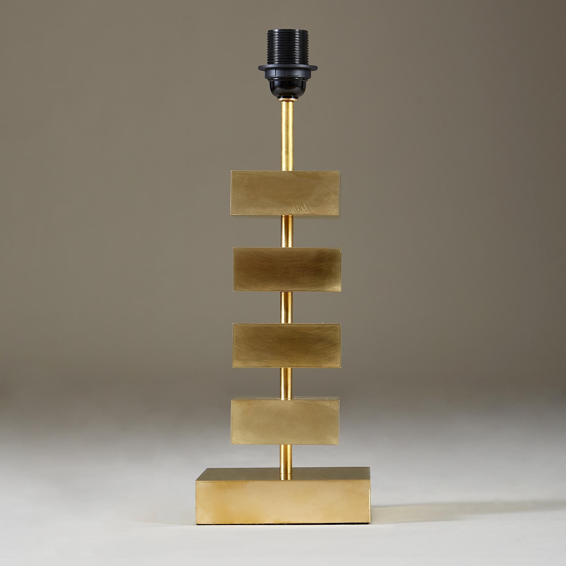 Pair of Stacked Brass 'Luigi' Table Lamps In New Condition For Sale In London, GB