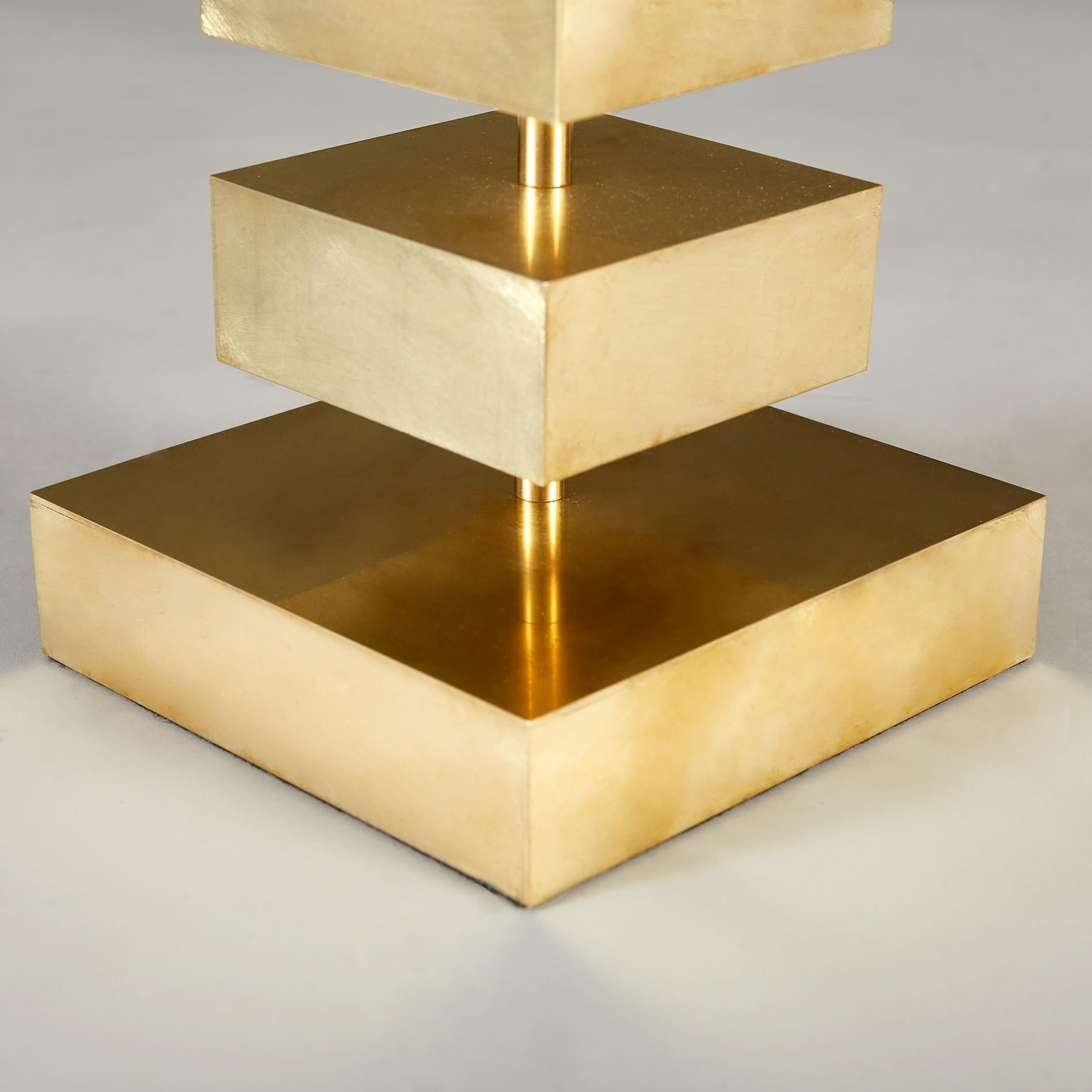 Pair of Stacked Brass 'Luigi' Table Lamps For Sale 1
