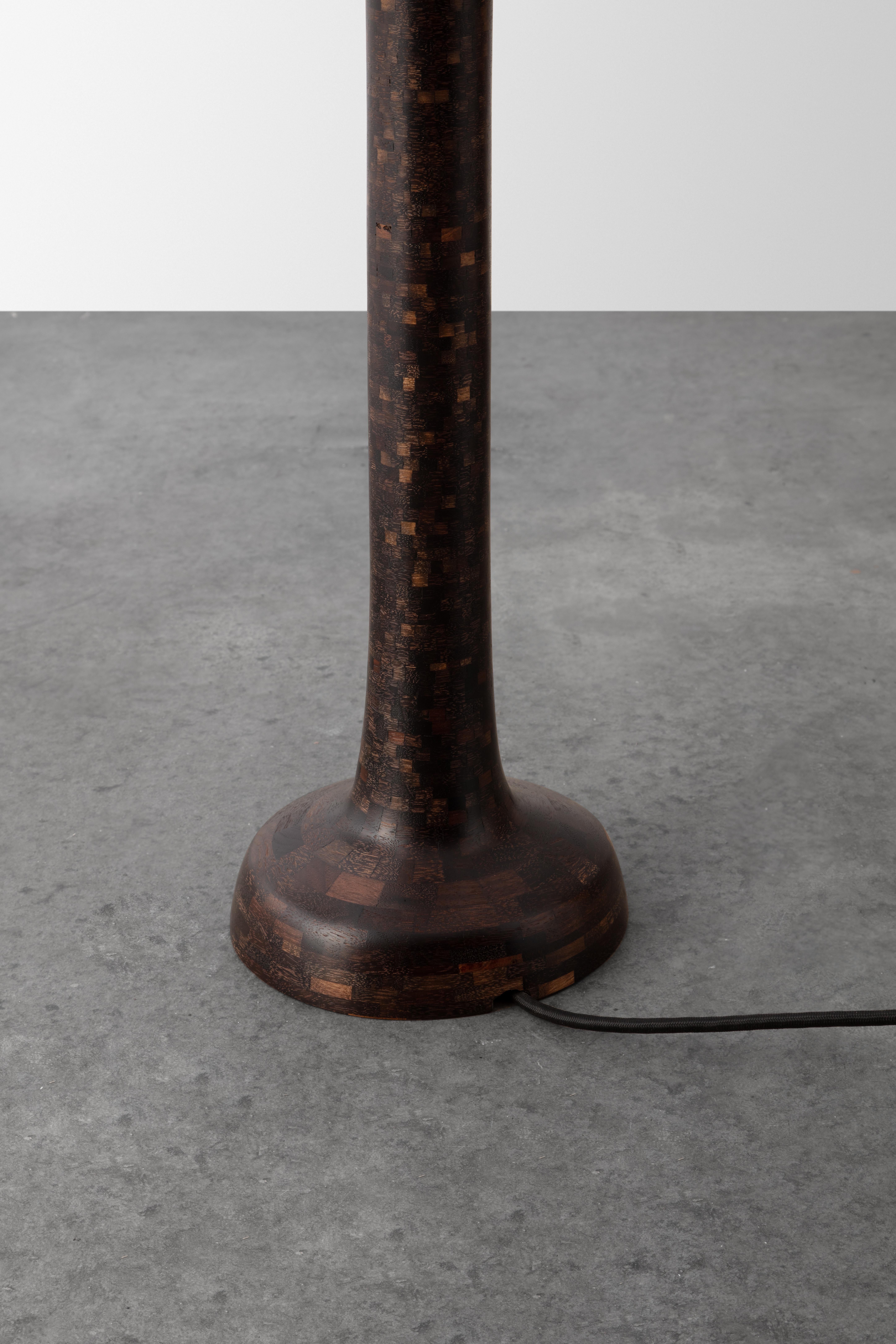 STACKED Wooden Floor Lamps by Richard Haines, Oxidized Walnut, Available Now (en anglais) en vente 2