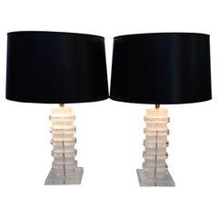 Pair of Stacked Lucite Table Lamps Pair of Stacked Lucite Table Lamps