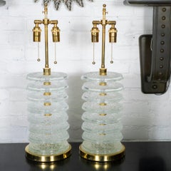 Pair of stacked Murano glass disk table lamps
