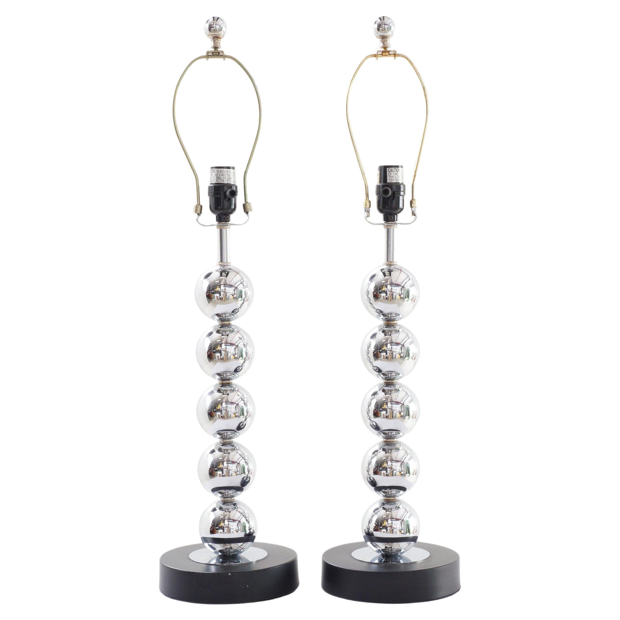 Pair of Stacked Sphere Lamps, 1970s For Sale