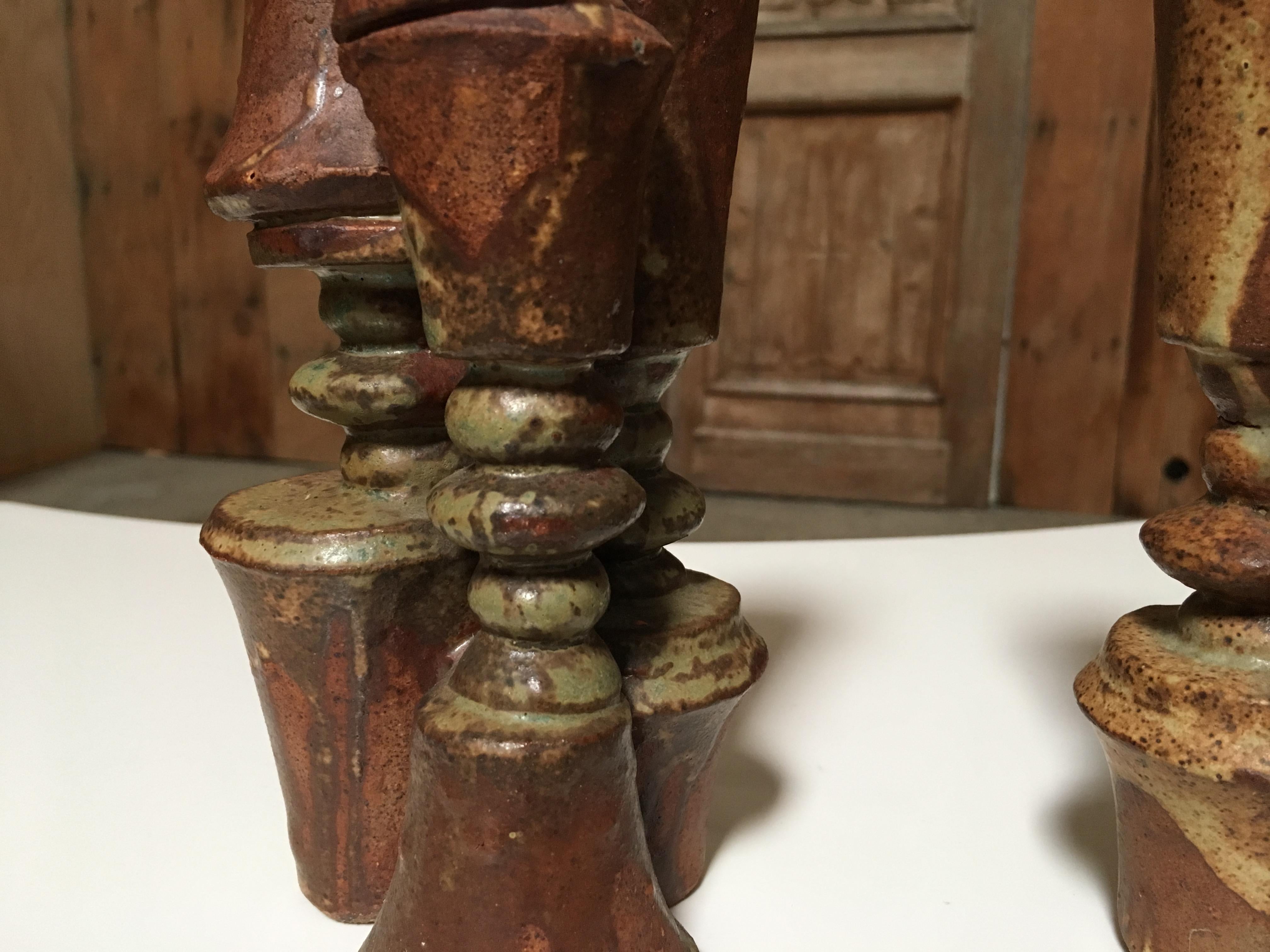 Pair of Stacked Stoneware Vases by Bernard Rooke 3
