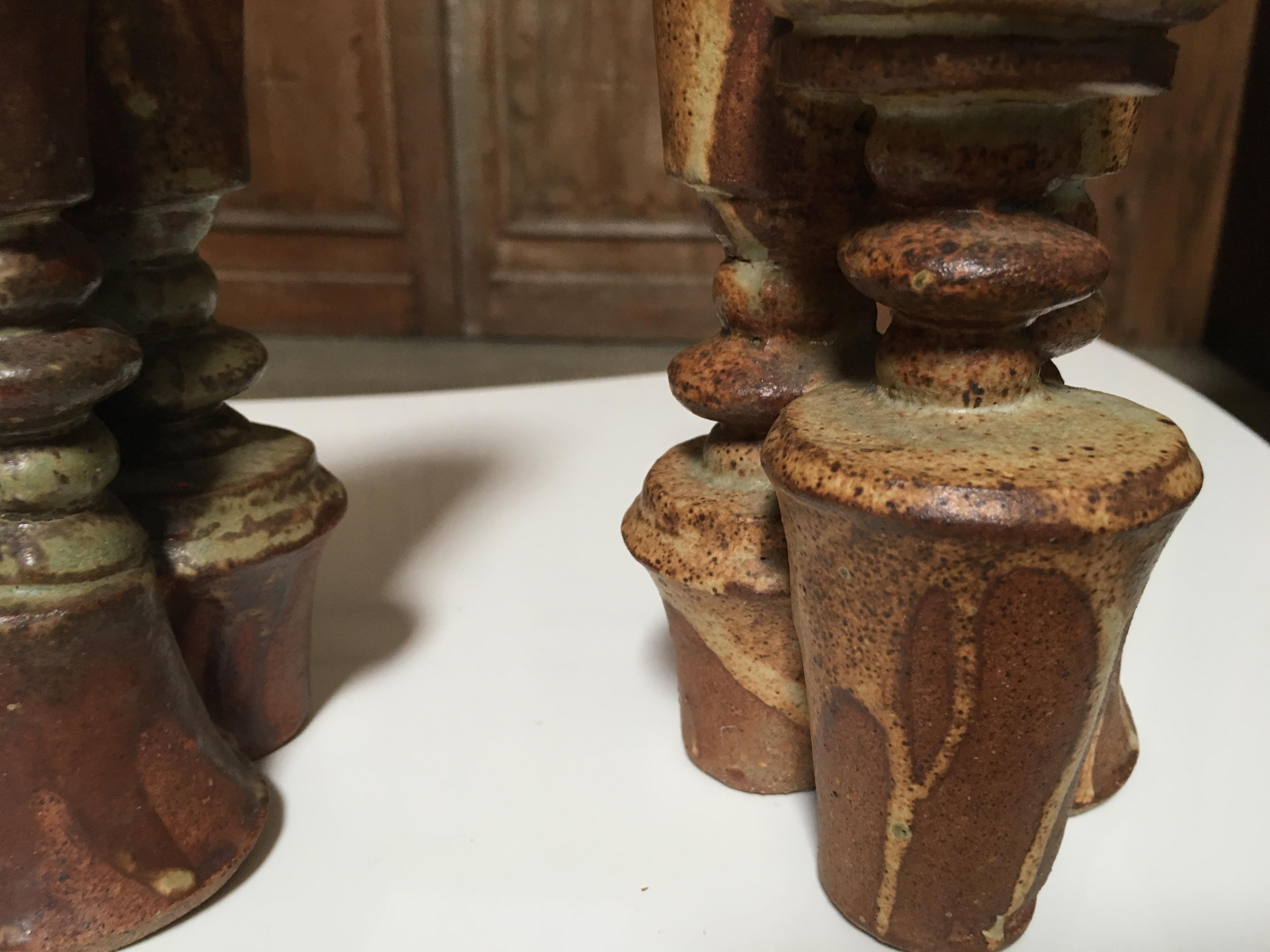 Pair of Stacked Stoneware Vases by Bernard Rooke 4
