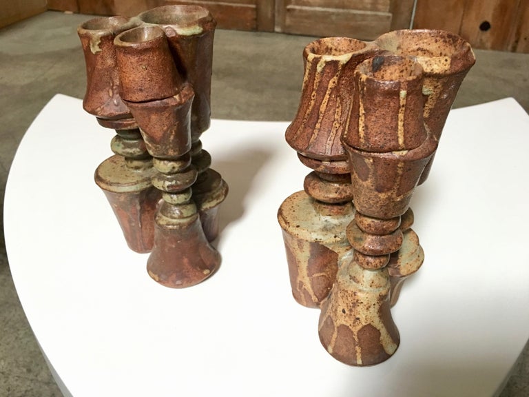 Pair of Stacked Stoneware Vases by Bernard Rooke For Sale 9
