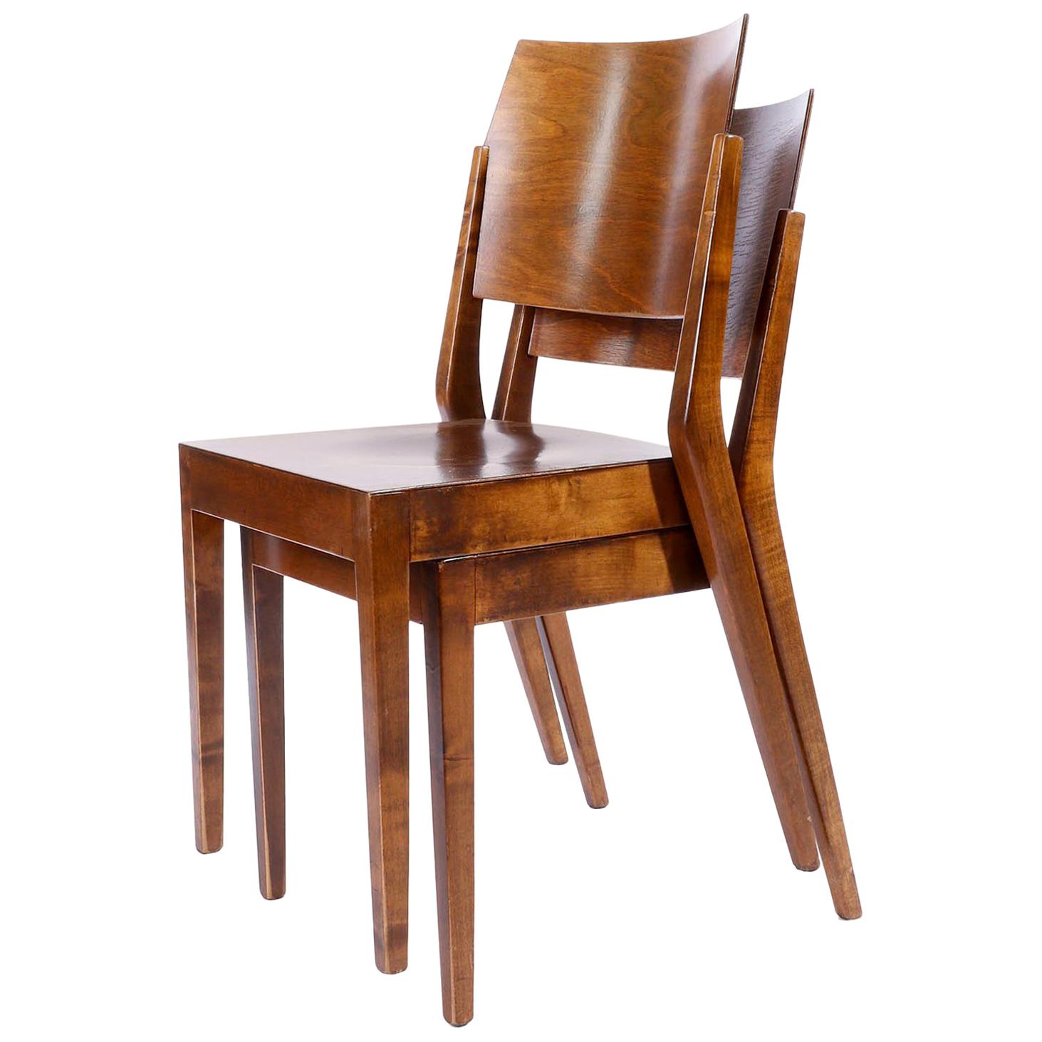 Pair of Stacking Chairs by Karl Schwanzer, Thonet, Austria, 1950s For Sale