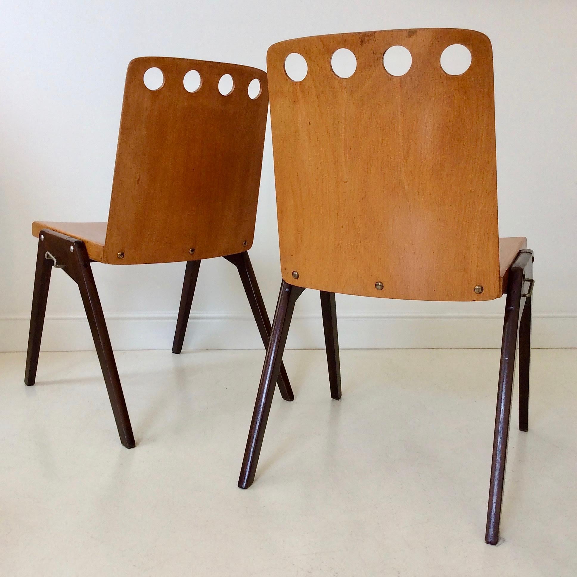 Pair of Stacking Chairs, circa 1950, Austria In Good Condition In Brussels, BE