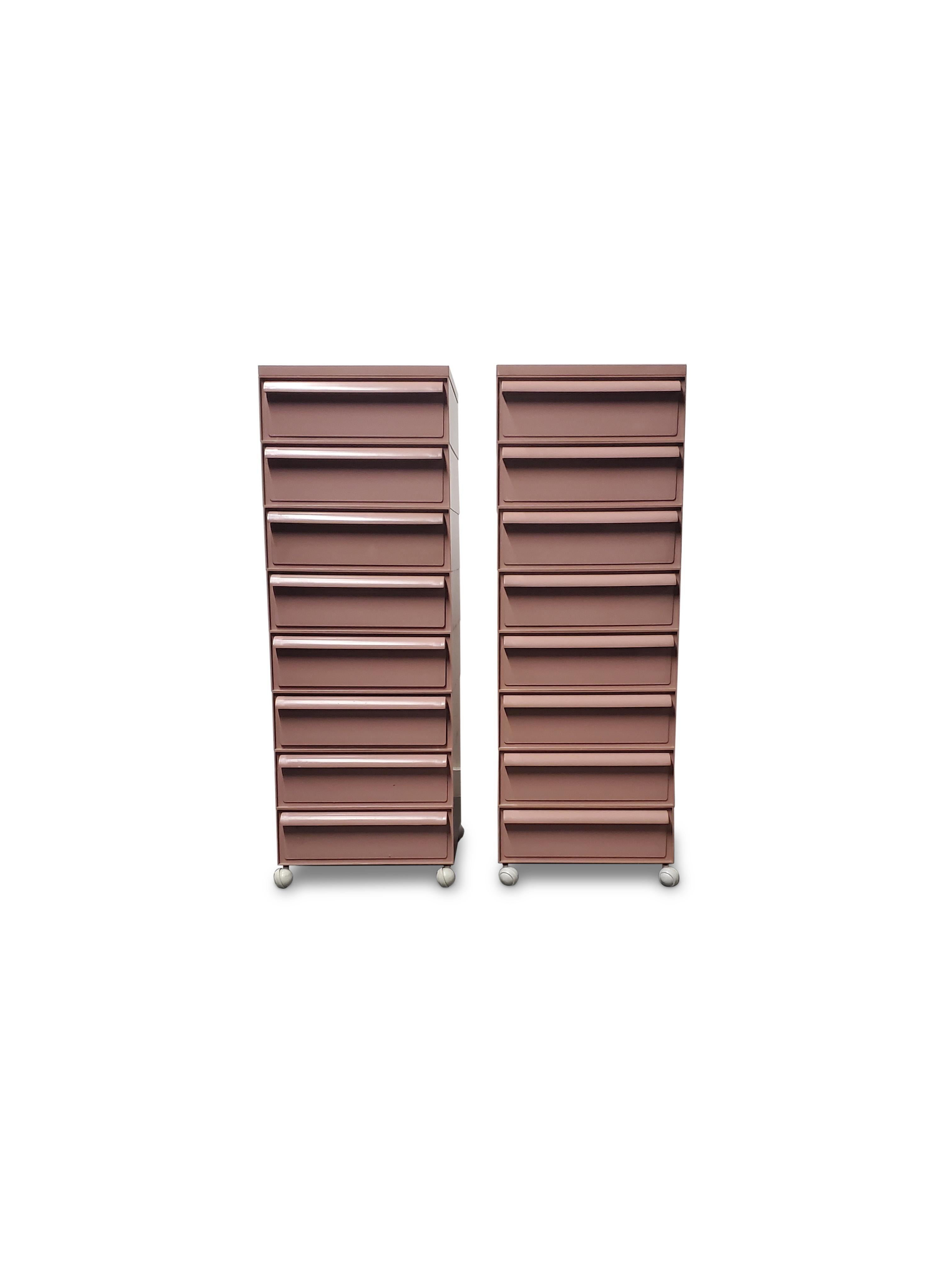 Pair of stacking drawer cabinets by Simon Fussel for Kartell.