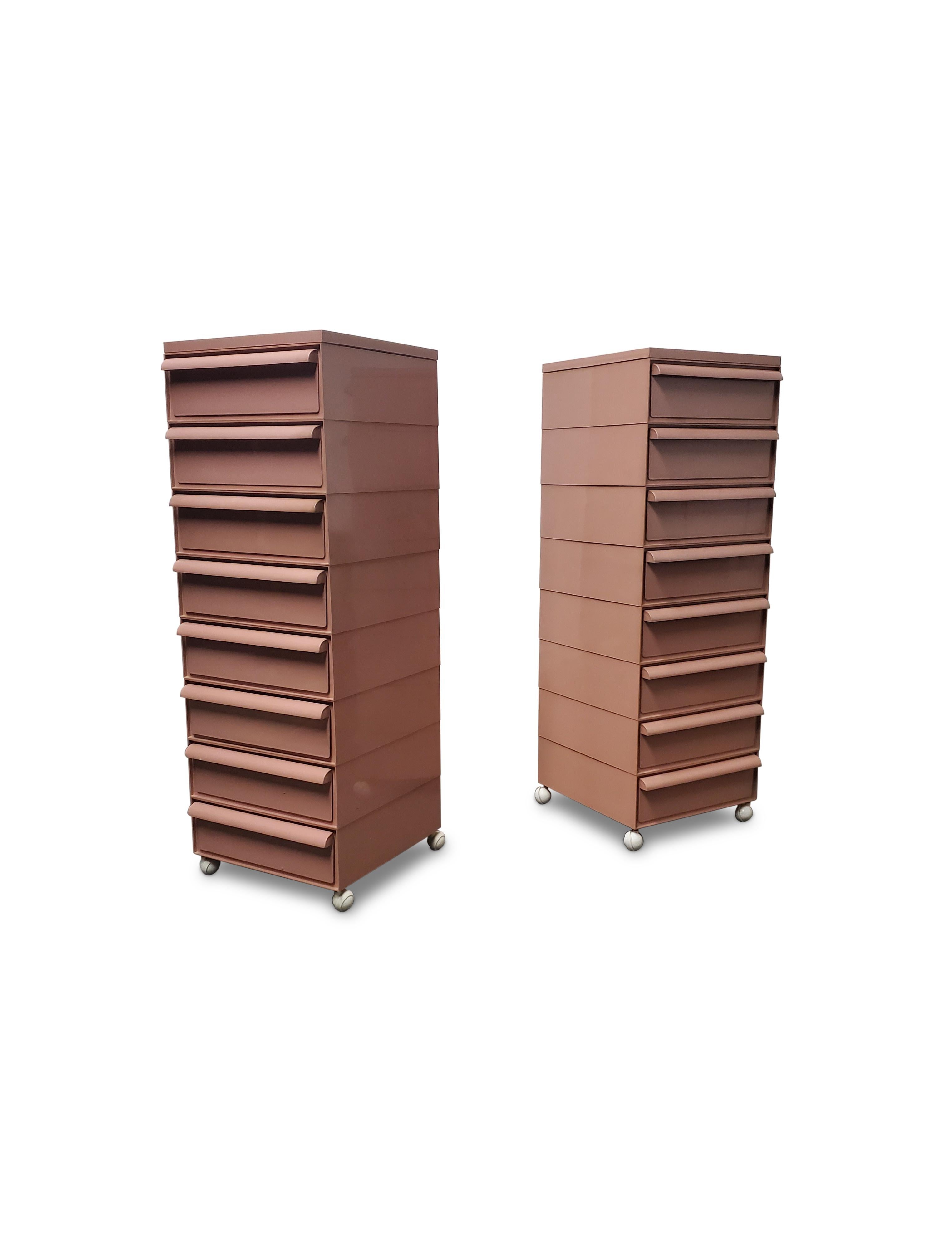 Pair of Stacking Drawer Cabinets by Simon Fussel for Kartell In Good Condition In Middlesex, NJ