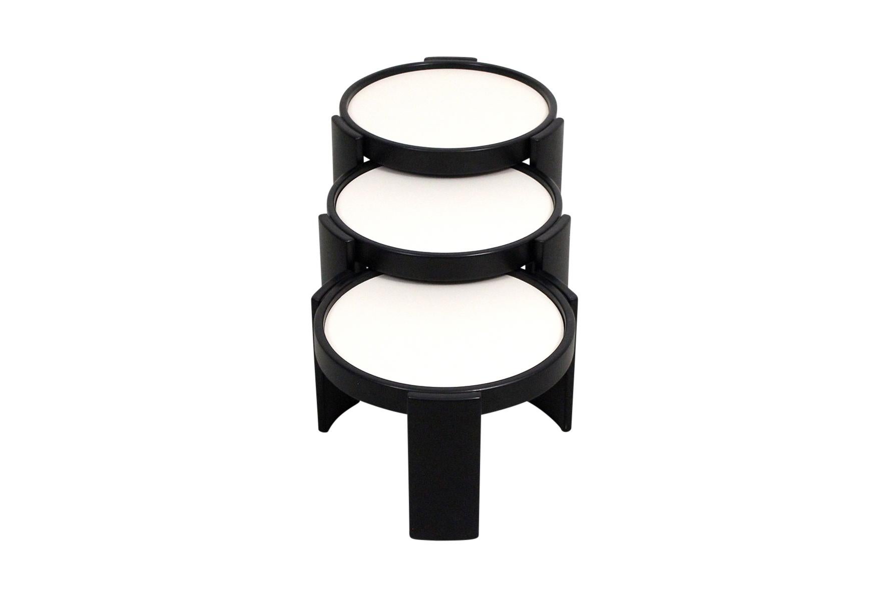 Pair of Stacking Gianfranco Frattini for Cassina Nesting Tables 1