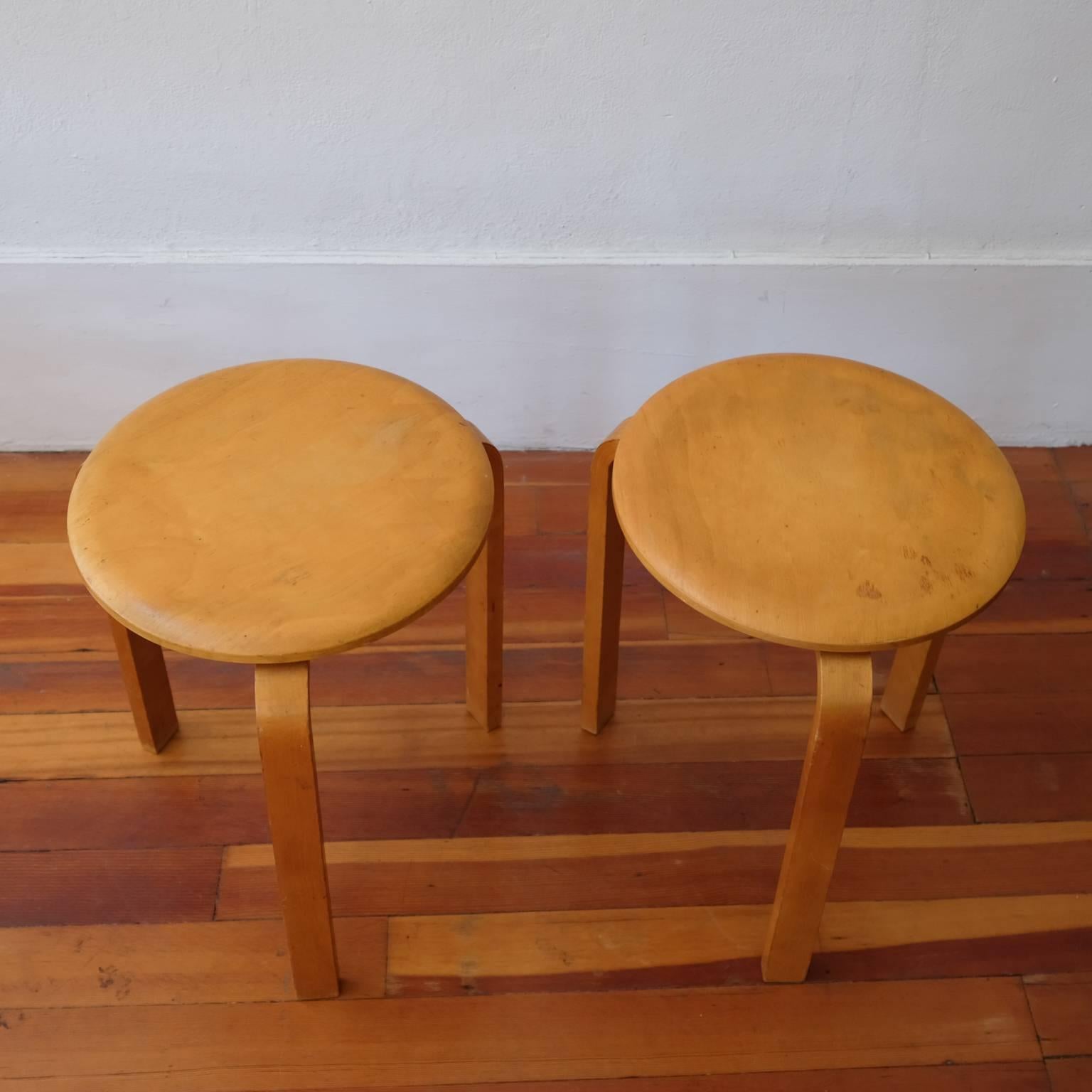 Birch Pair of Stacking Stools Sweden For Sale