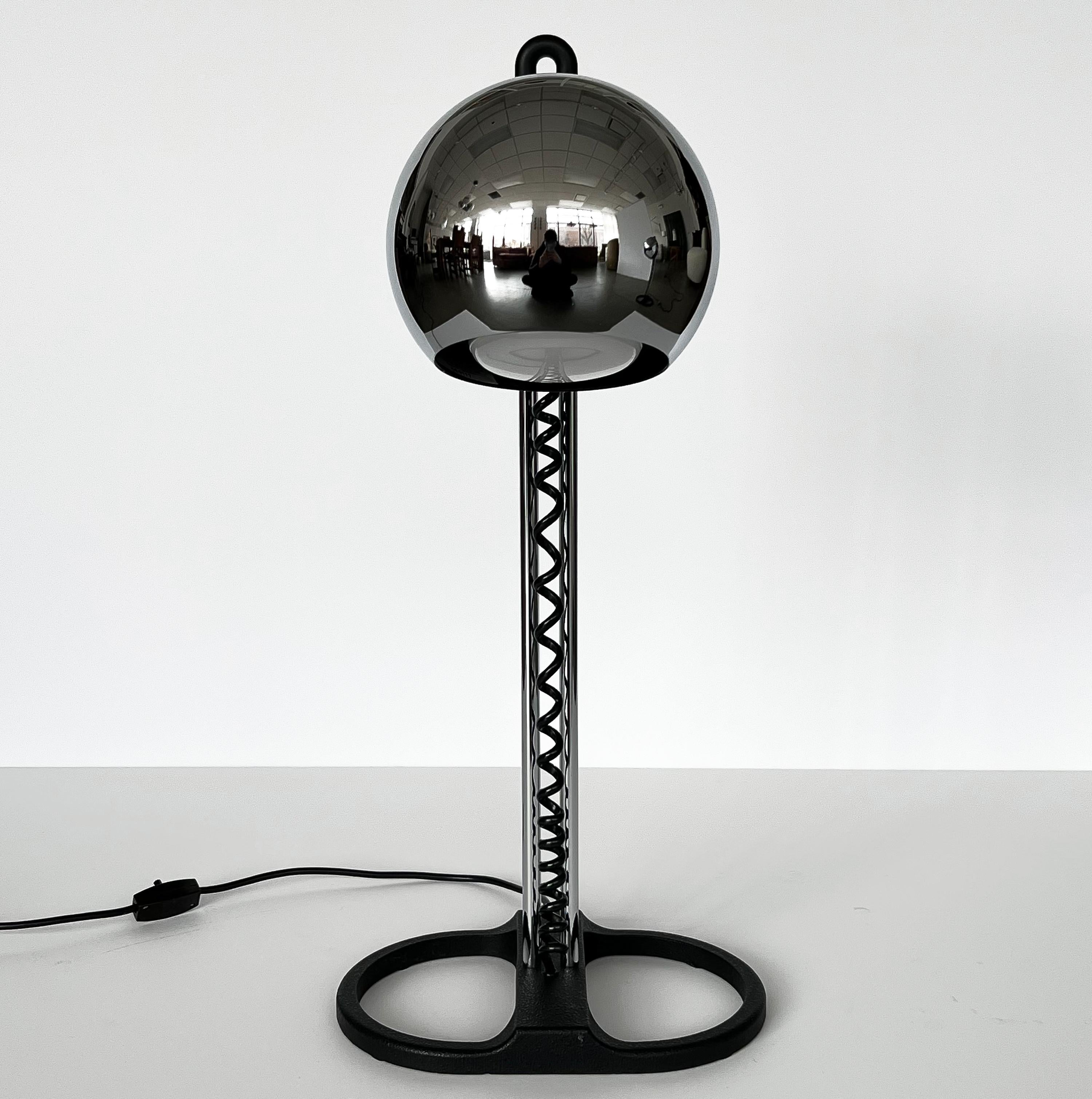 Pair of Staff Chrome Adjustable Eyeball Table Lamps 1970s In Good Condition In Chicago, IL