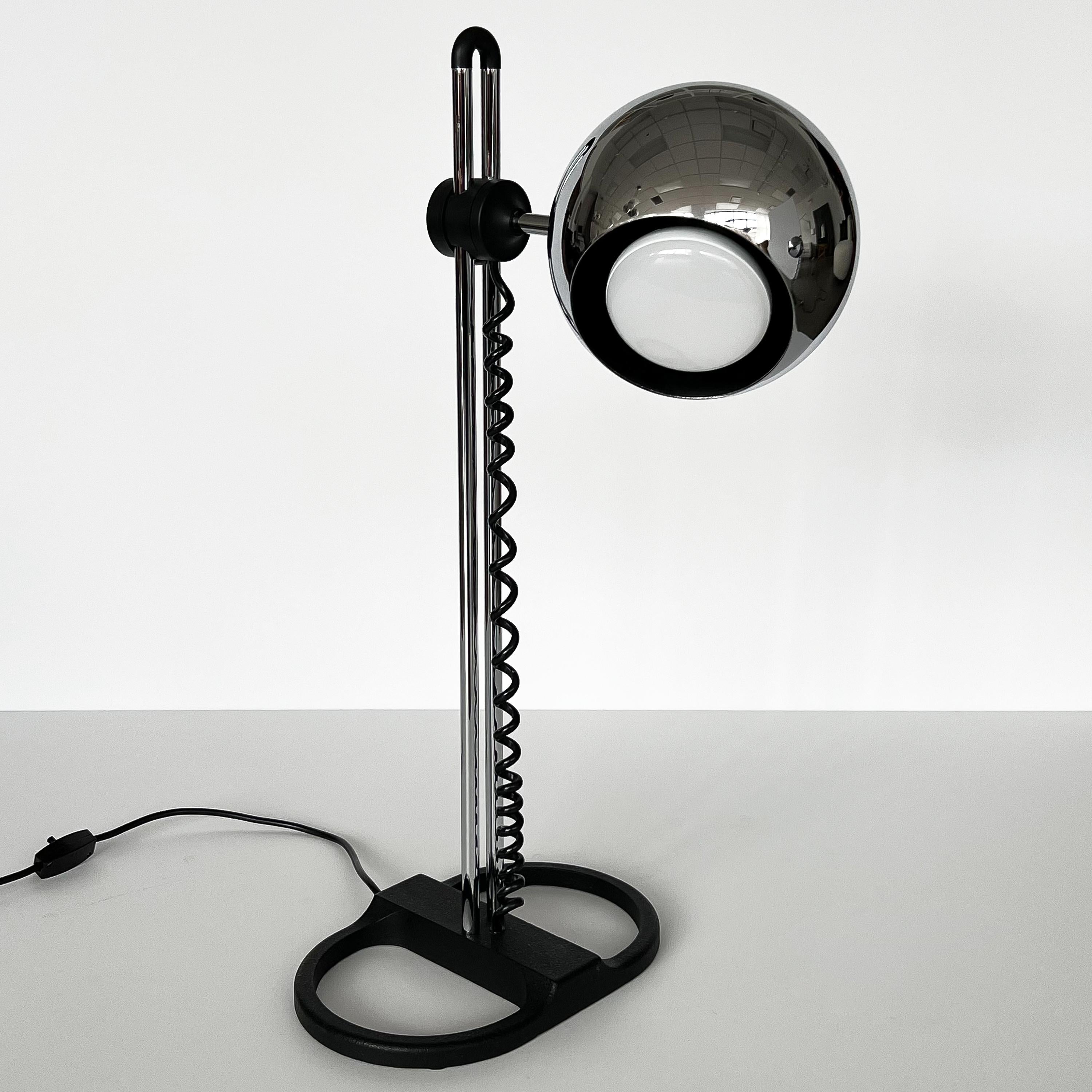 Steel Pair of Staff Chrome Adjustable Eyeball Table Lamps 1970s
