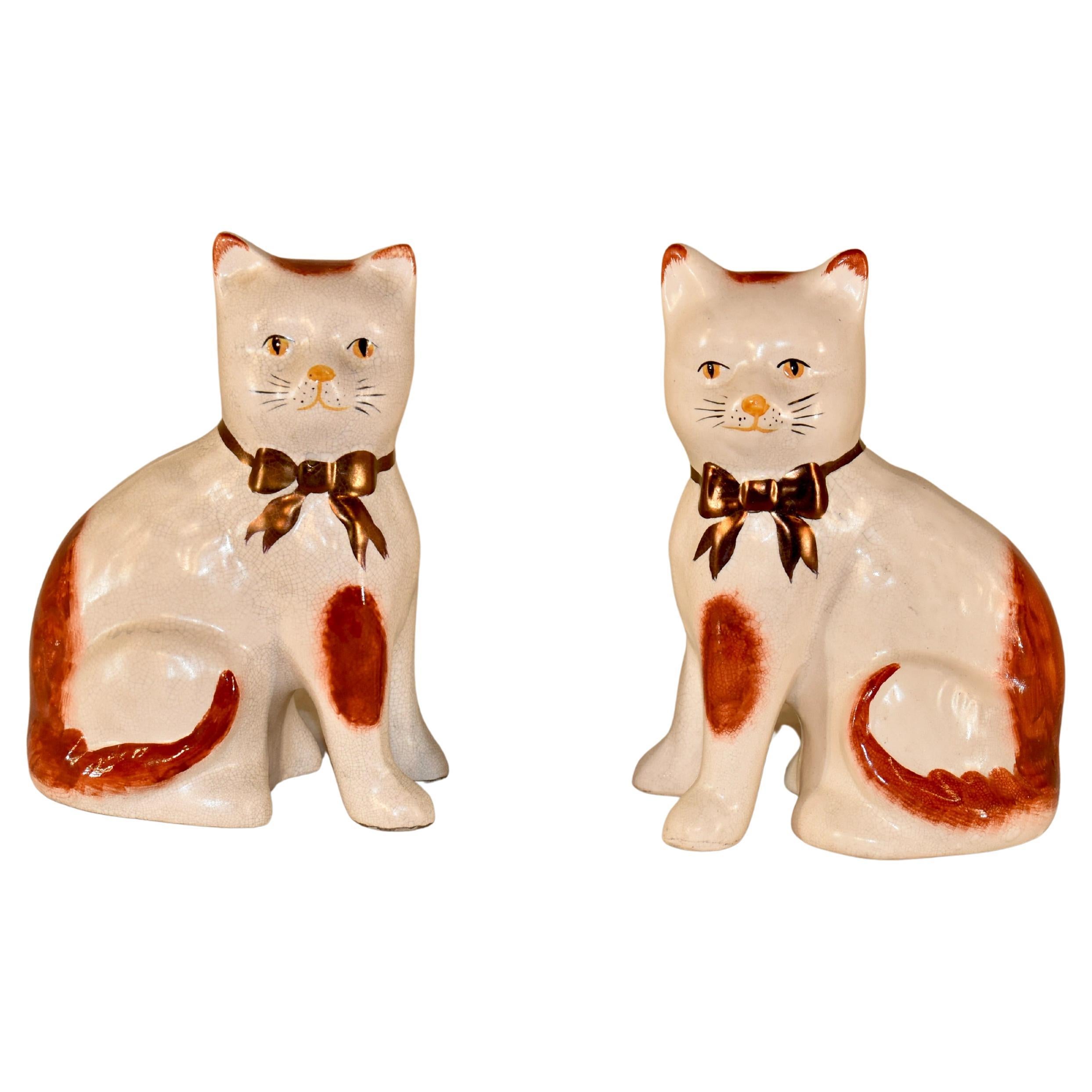 Pair of Staffordshire Cat Figures, Circa 1970