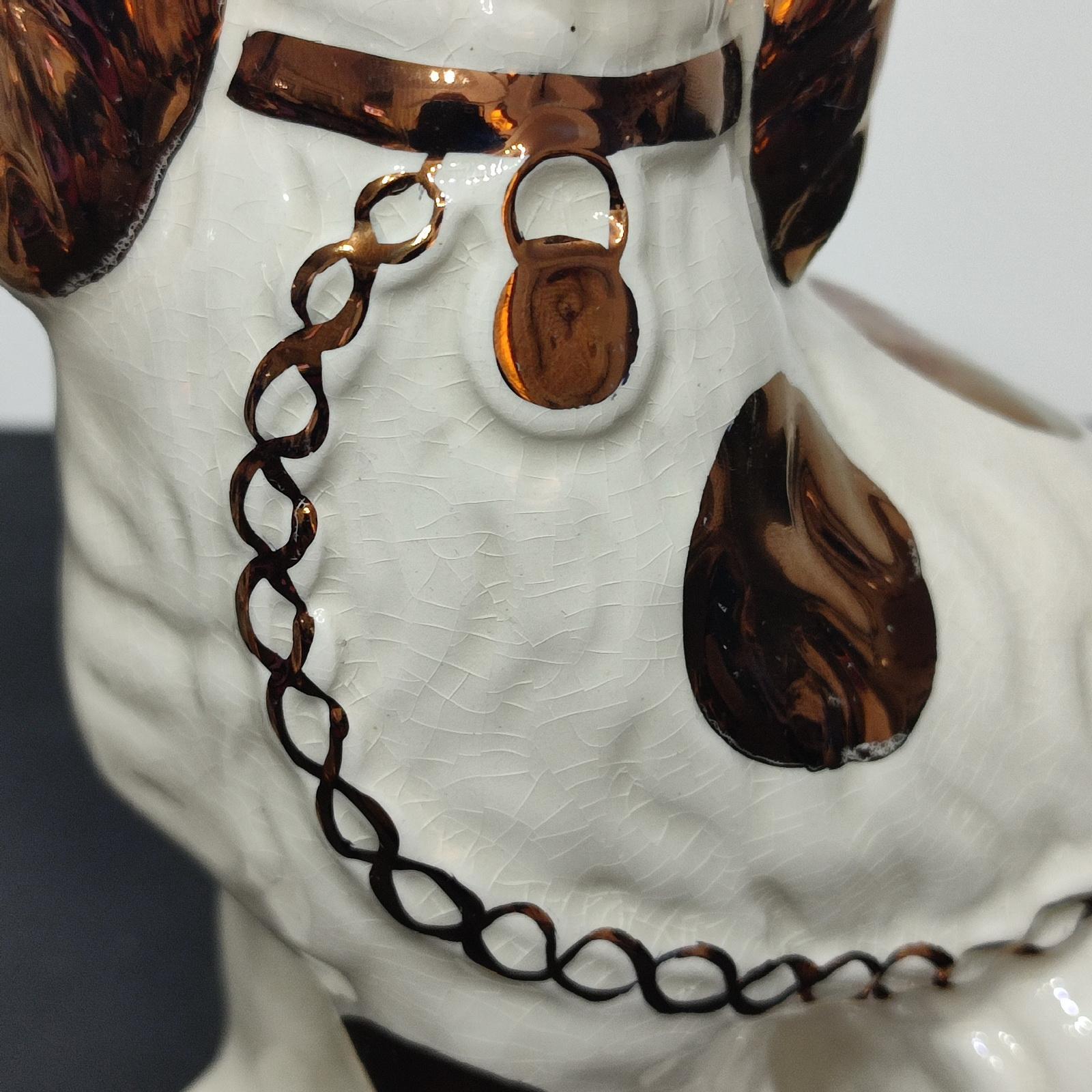 Pair of Staffordshire Copper Luster Dogs with Separated Legs 2