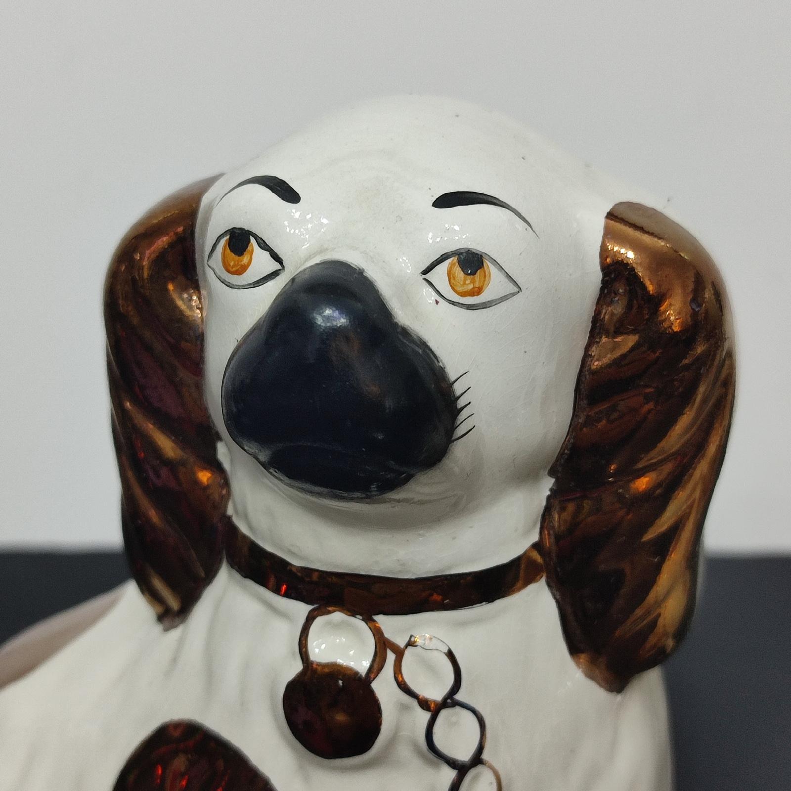 20th Century Pair of Staffordshire Copper Luster Dogs with Separated Legs