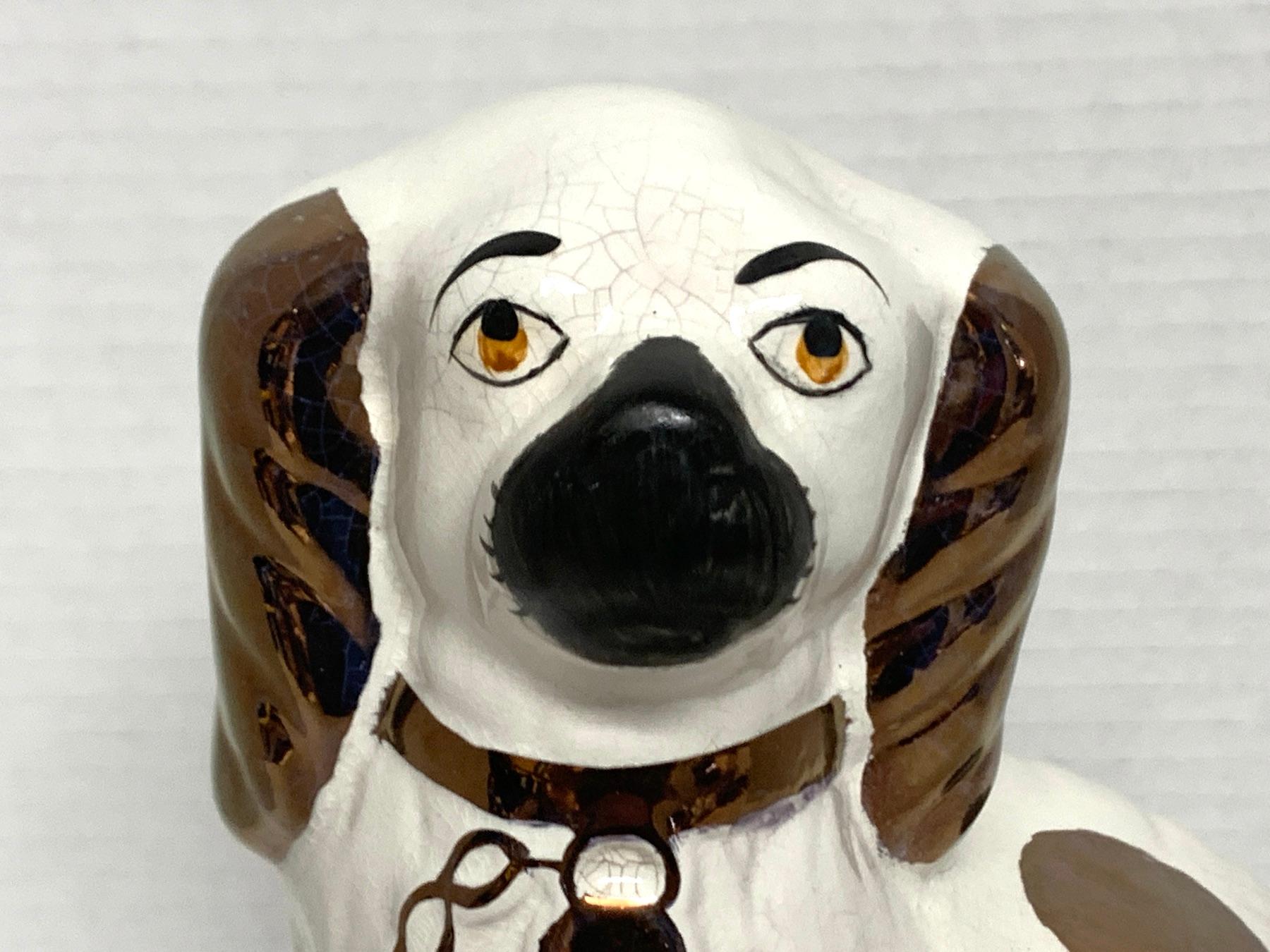 19th Century Pair of Staffordshire Copper Luster Dogs with Separated Legs, Wider