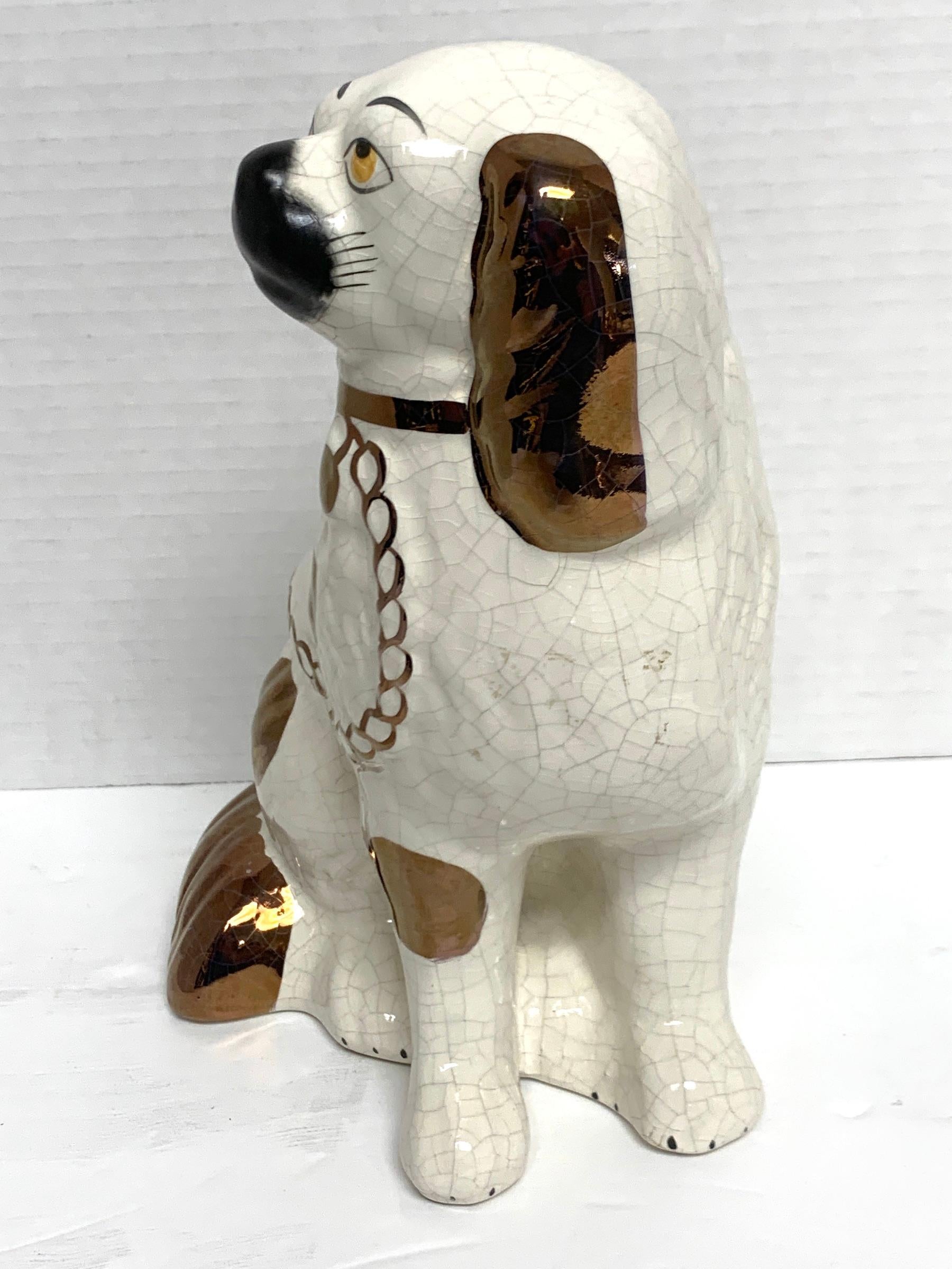 Pair of Staffordshire Copper Luster Dogs with Separated Legs, Wider 2