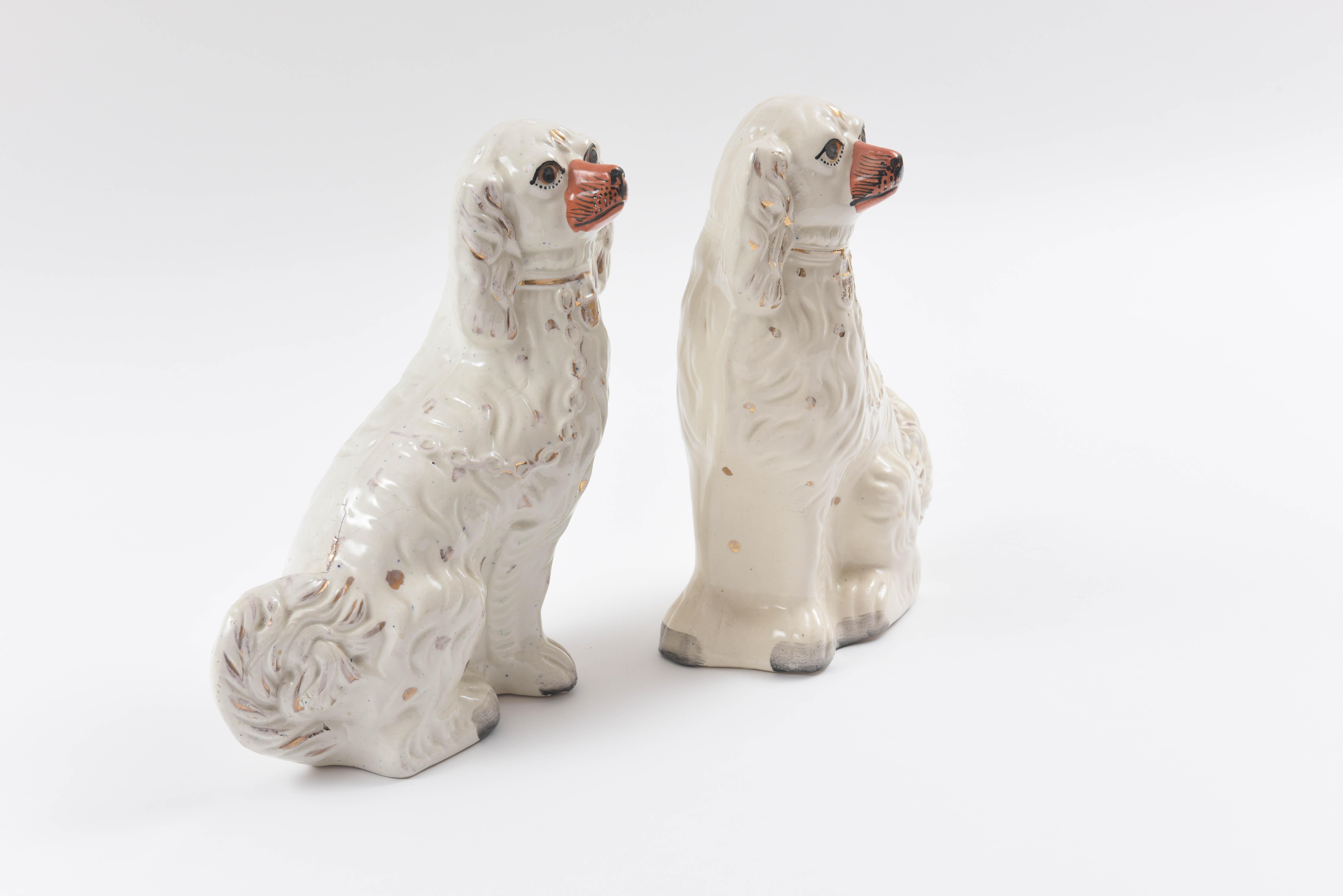 Victorian Pair of Staffordshire Dogs, 19th Century with Charming Expressions