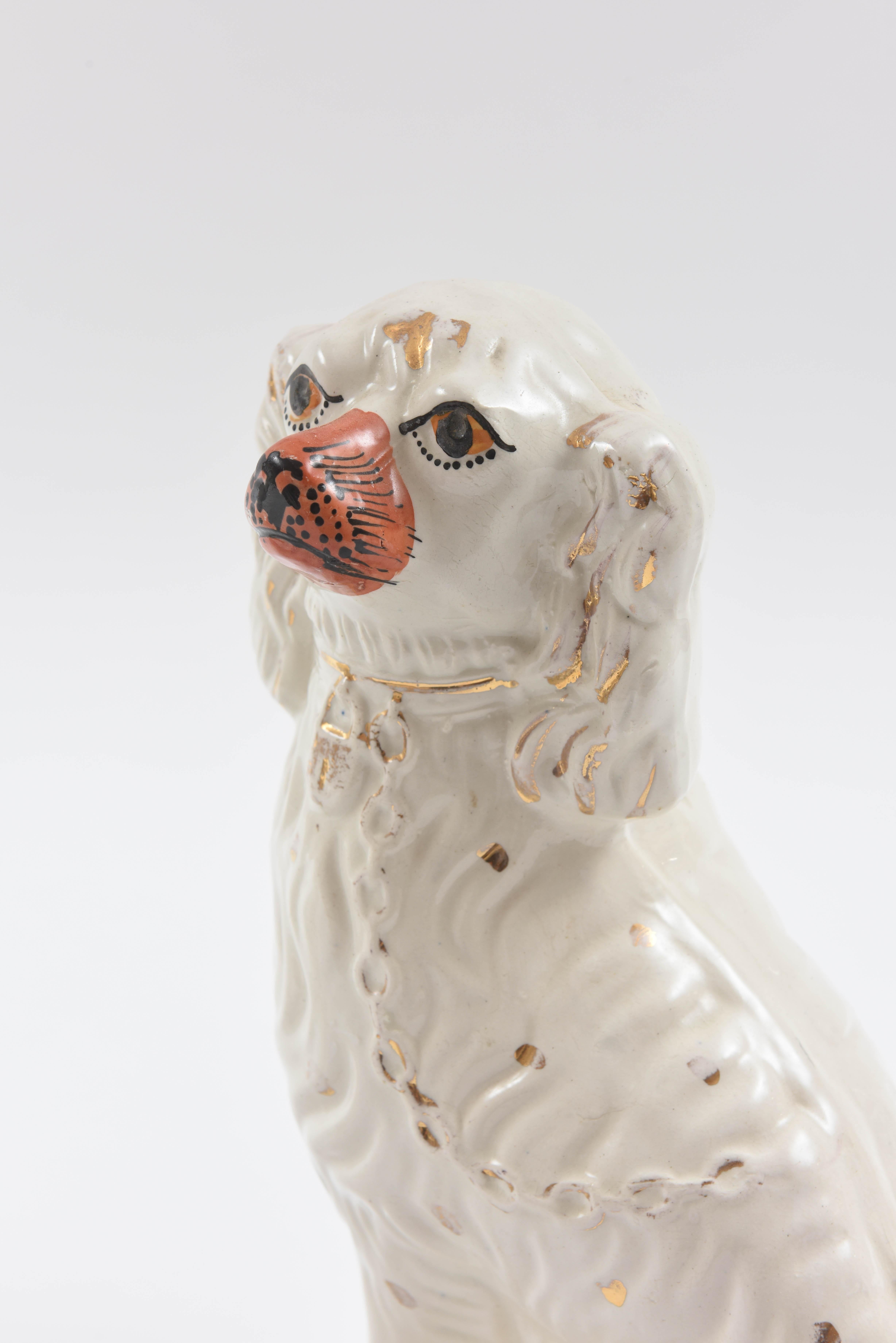 Enamel Pair of Staffordshire Dogs, 19th Century with Charming Expressions