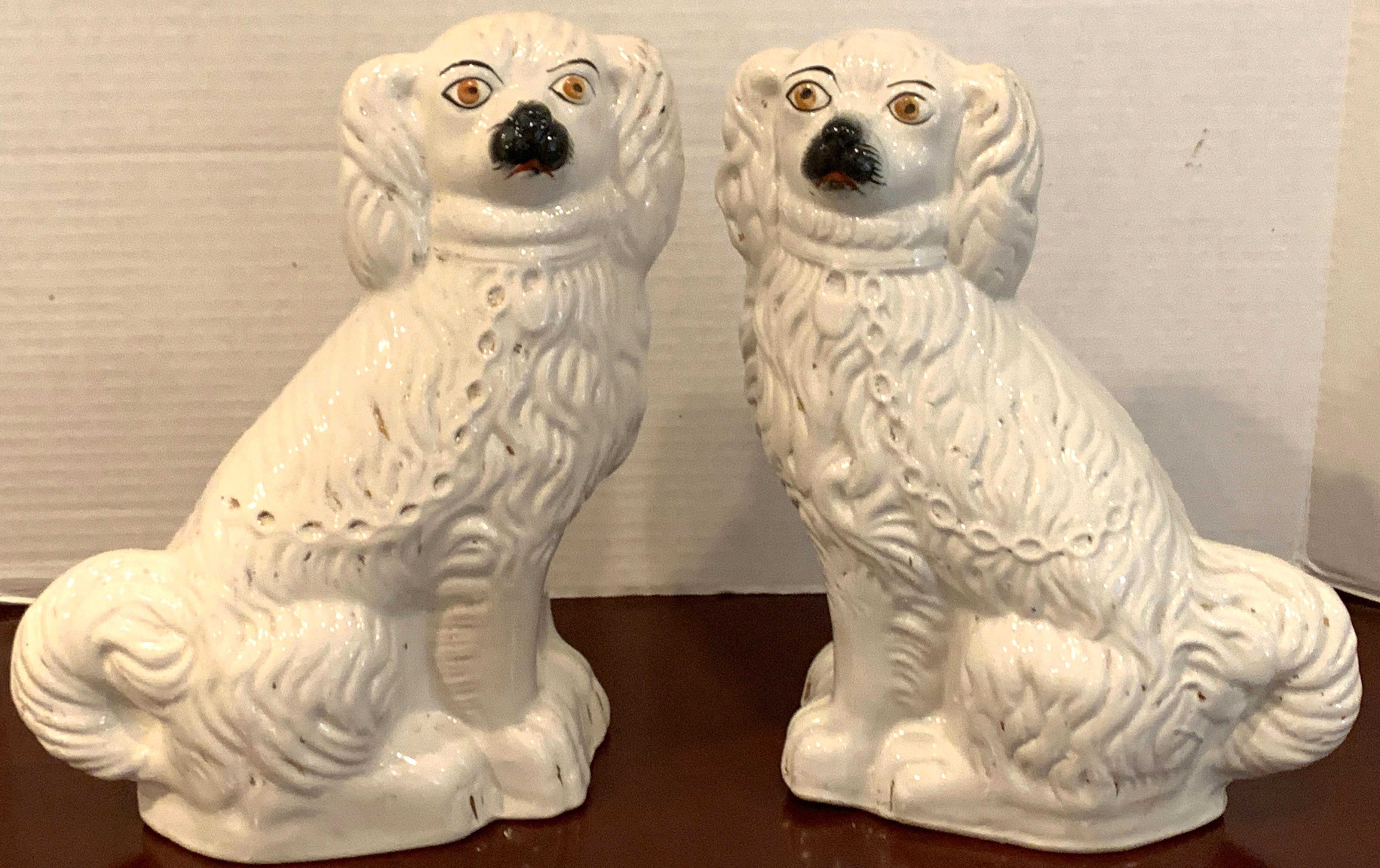 Pair of Staffordshire dogs, in white
A good sized well painted and modeled pair.
  