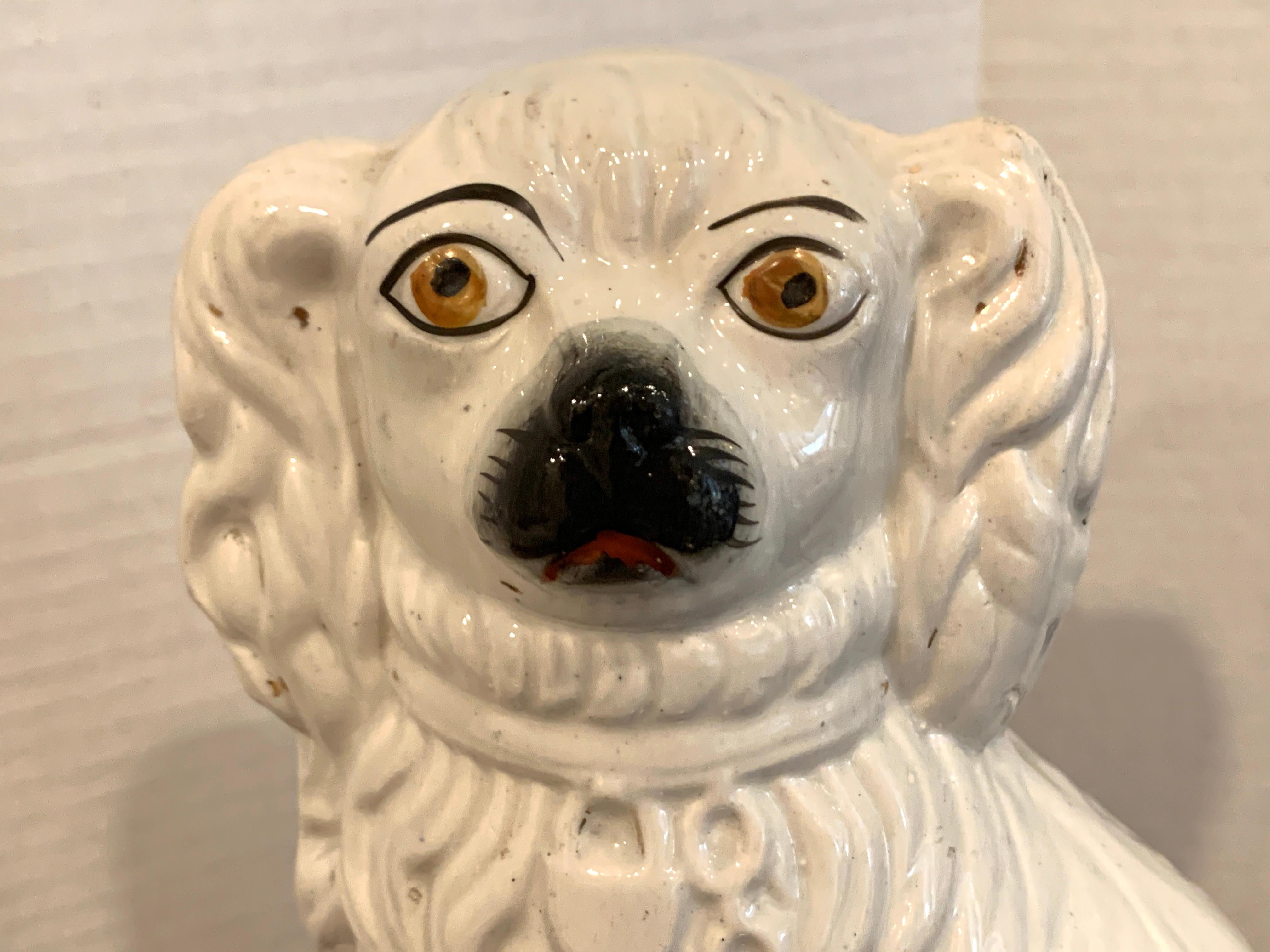 19th Century Pair of Staffordshire Dogs, in White