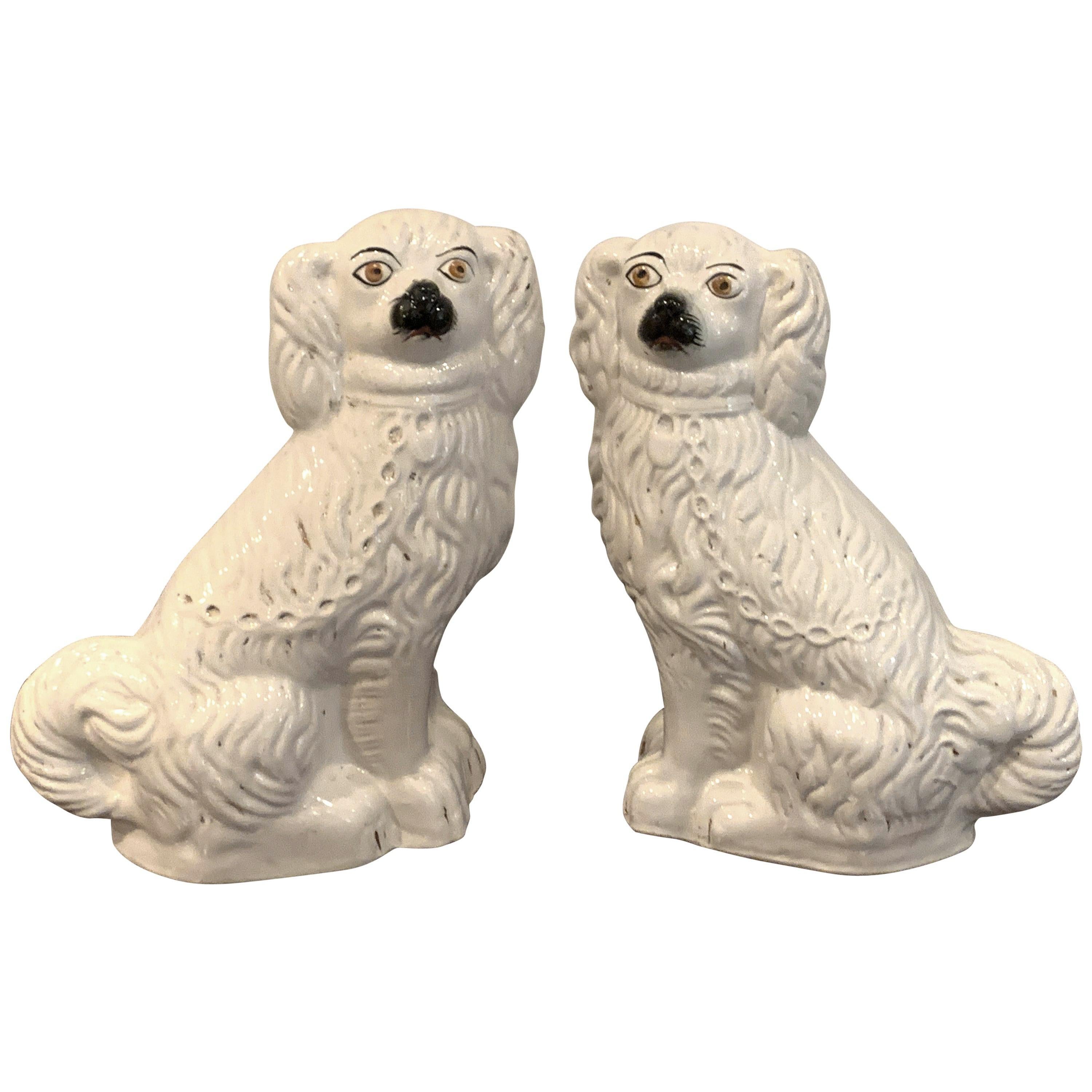 Pair of Staffordshire Dogs, in White