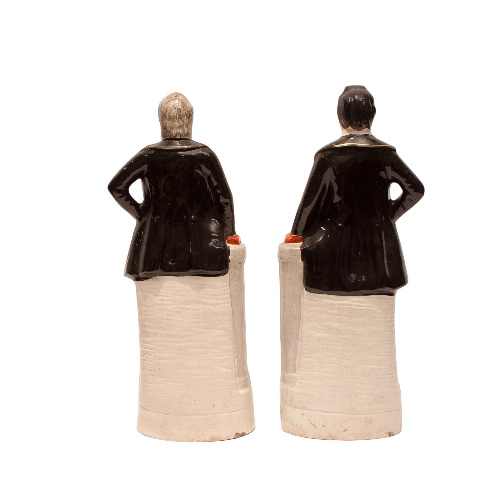 Early Victorian Pair of Staffordshire Figures, Moody and Sankey, England, circa 1860