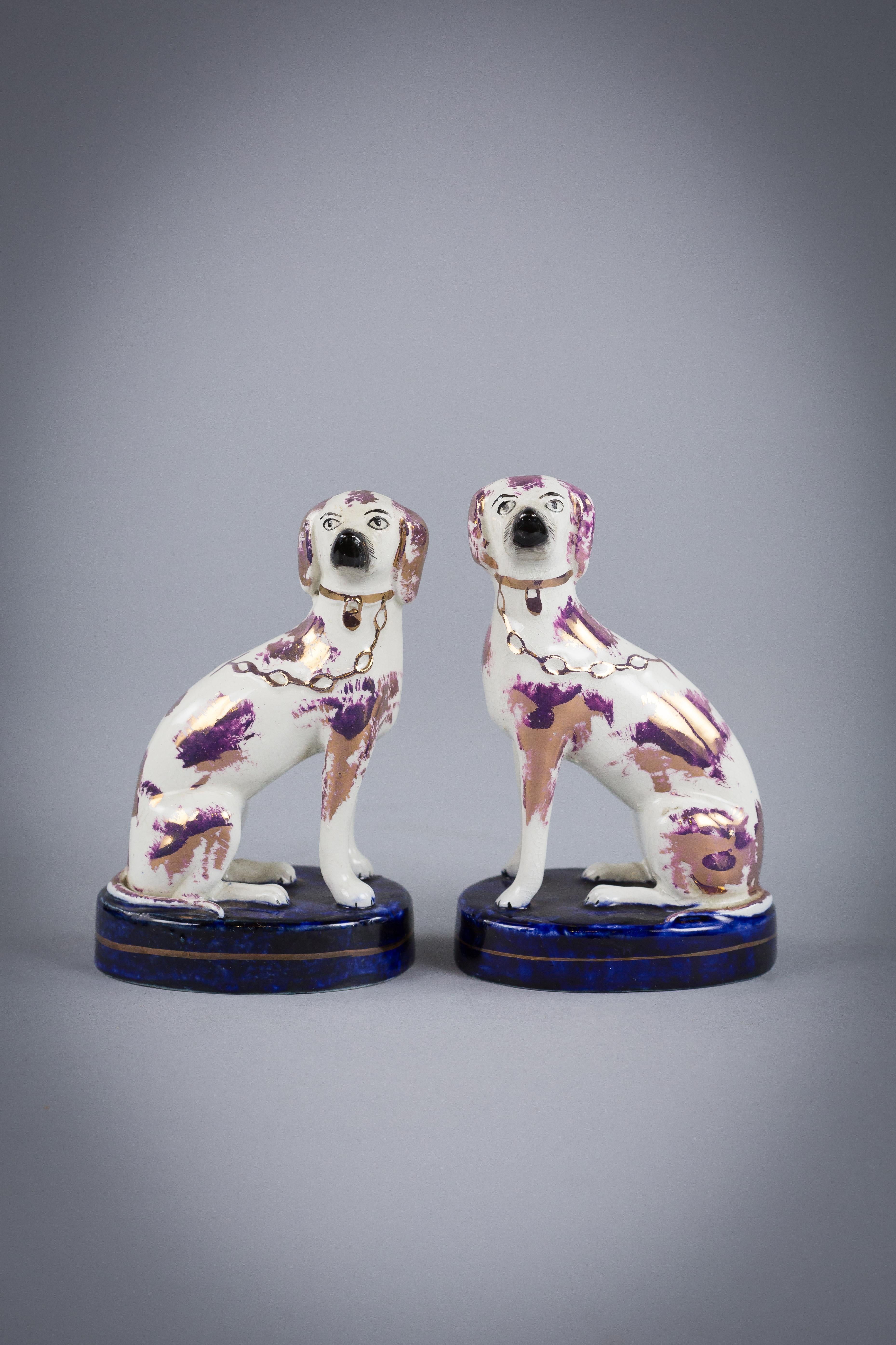 Pair of Staffordshire Lustred Poodle Groups, circa 1860 In Excellent Condition In New York, NY