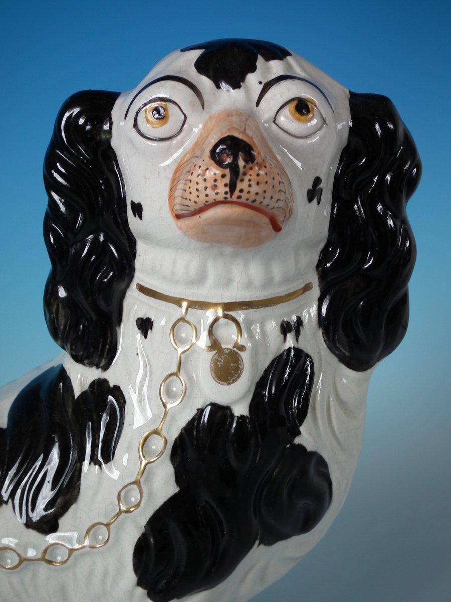 Pair of Staffordshire No.1 Black and White Spaniels 4