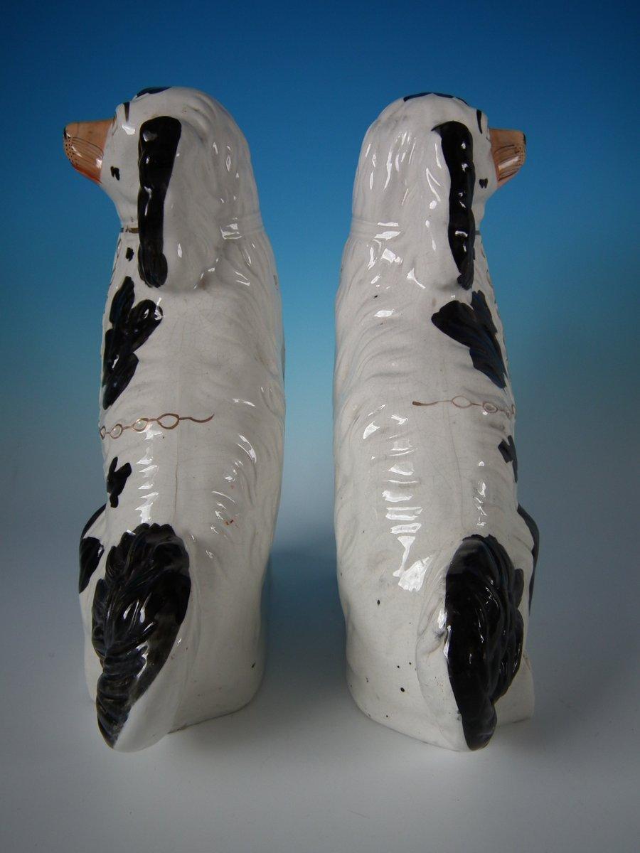 Mid-19th Century Pair of Staffordshire No.1 Black and White Spaniels