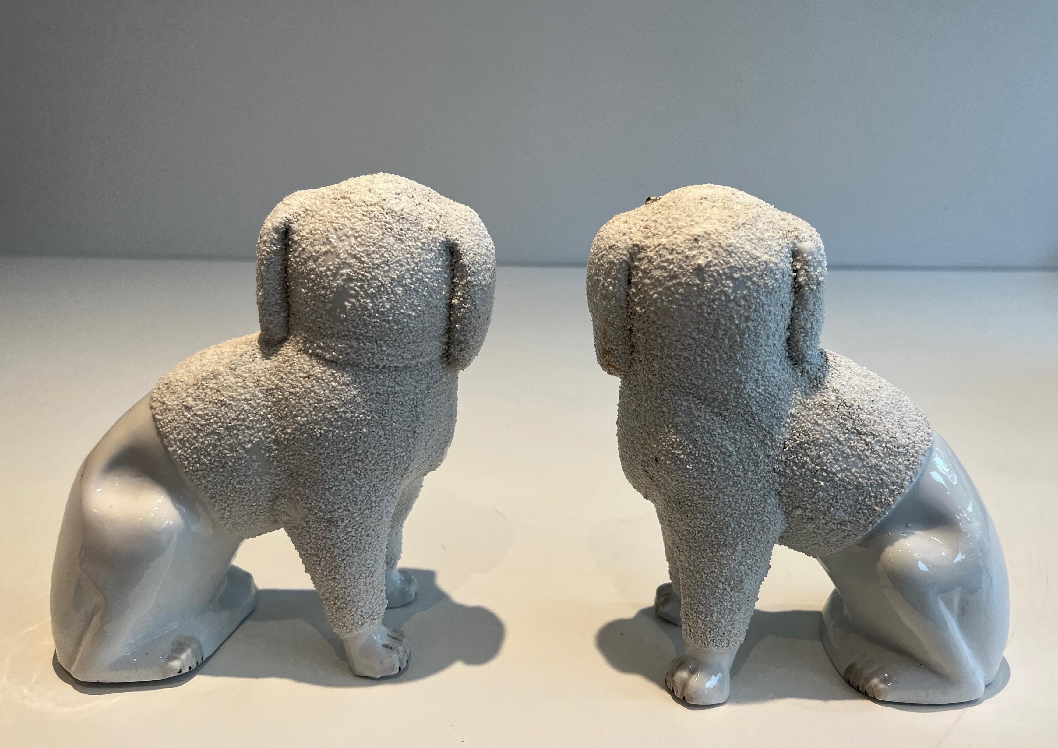 British Pair of Staffordshire Porcelain Cavalier King Charles Spaniel Dogs Figures For Sale