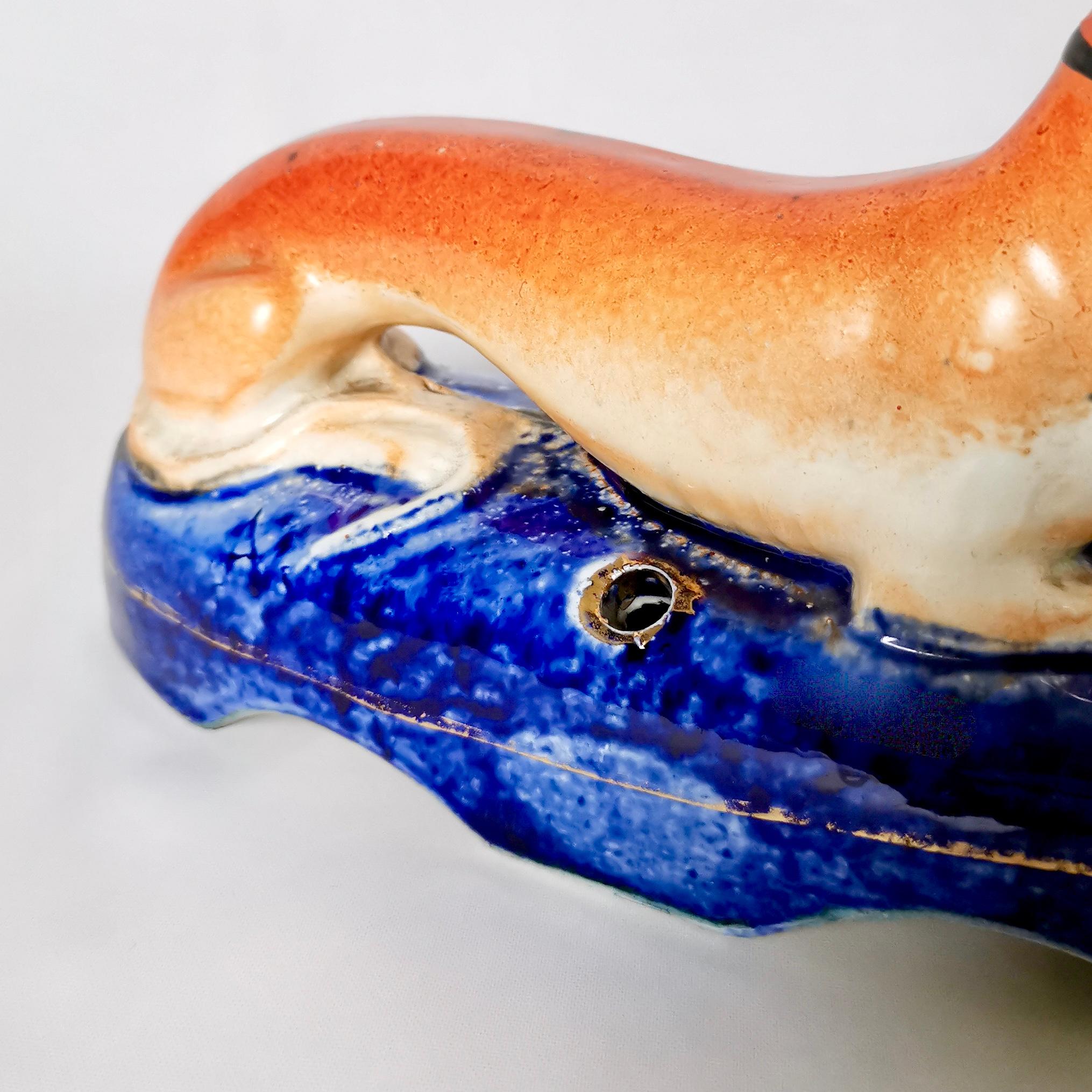 Pair of Staffordshire Pottery Greyhound /Whippet Pen Holders, Early 19th Century 4